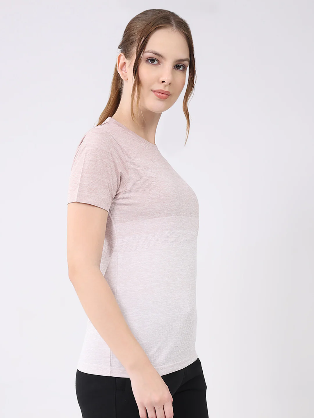 Rock.it Women Pink Solid Round Neck Half Sleeve Top - Image 4