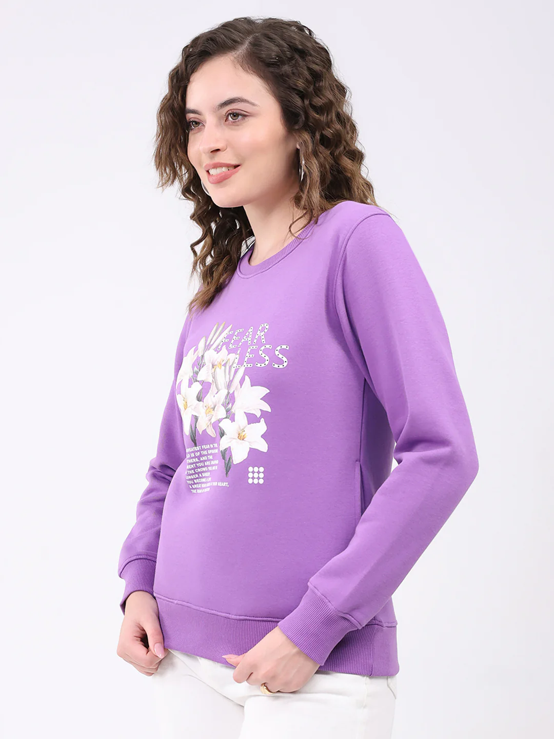 Rock.it Women Purple Printed Round Neck Full Sleeve Sweatshirt - Image 3