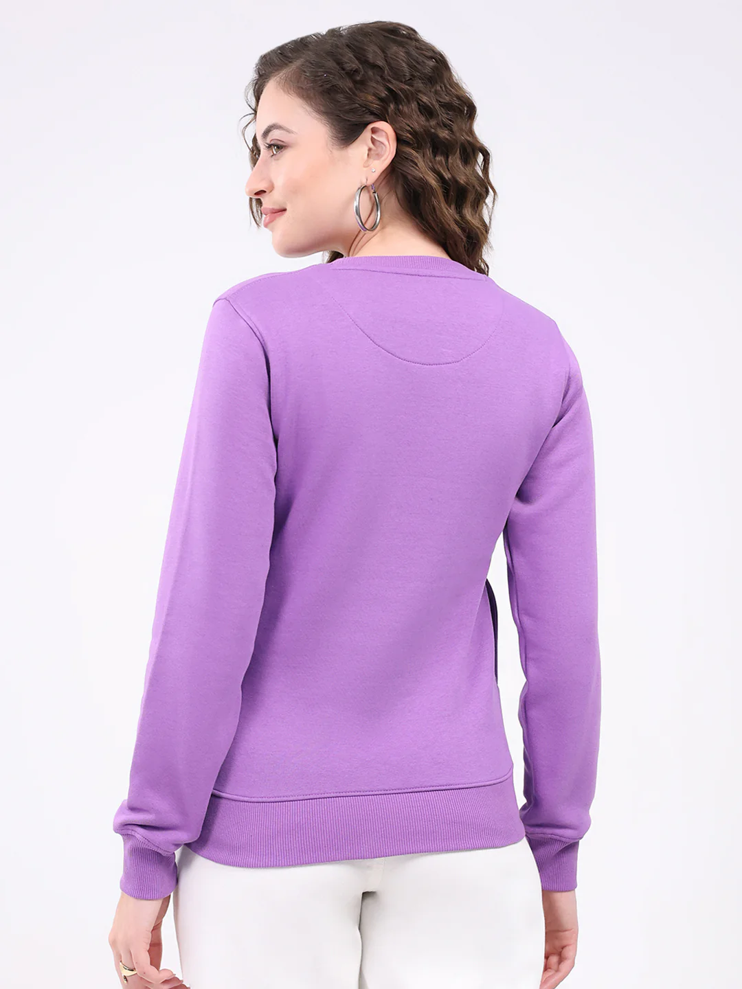 Rock.it Women Purple Printed Round Neck Full Sleeve Sweatshirt - Image 5