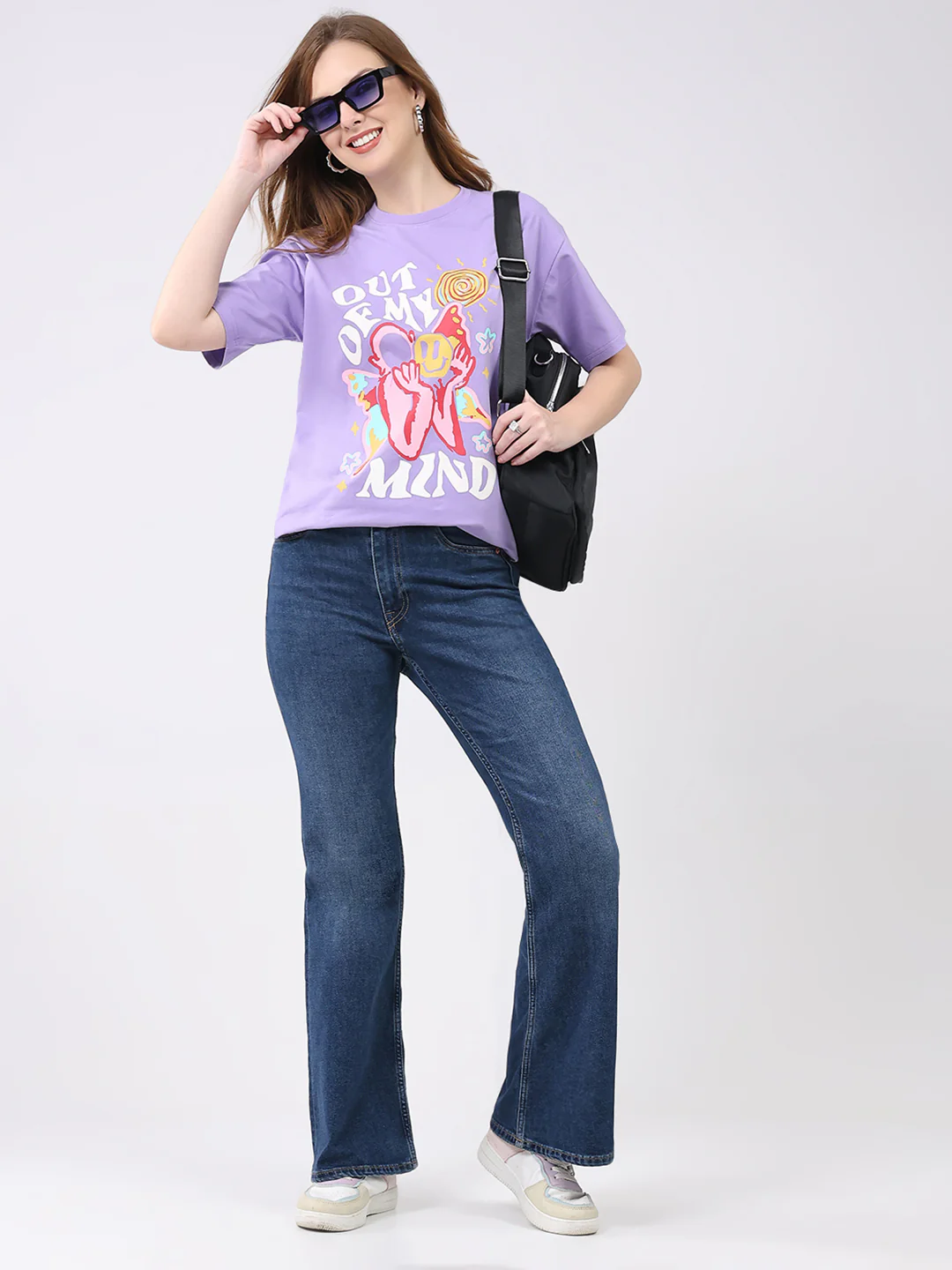 Rock.it Women Purple Printed Round Neck Half Sleeve Top - Image 2