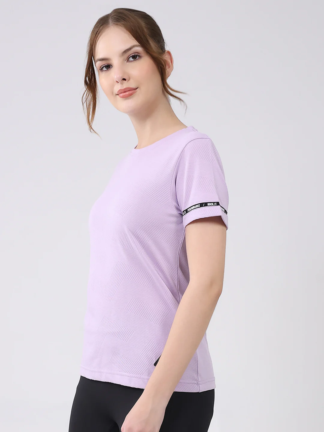 Rock.it Women Purple Solid Round Neck Half Sleeve Top - Image 3