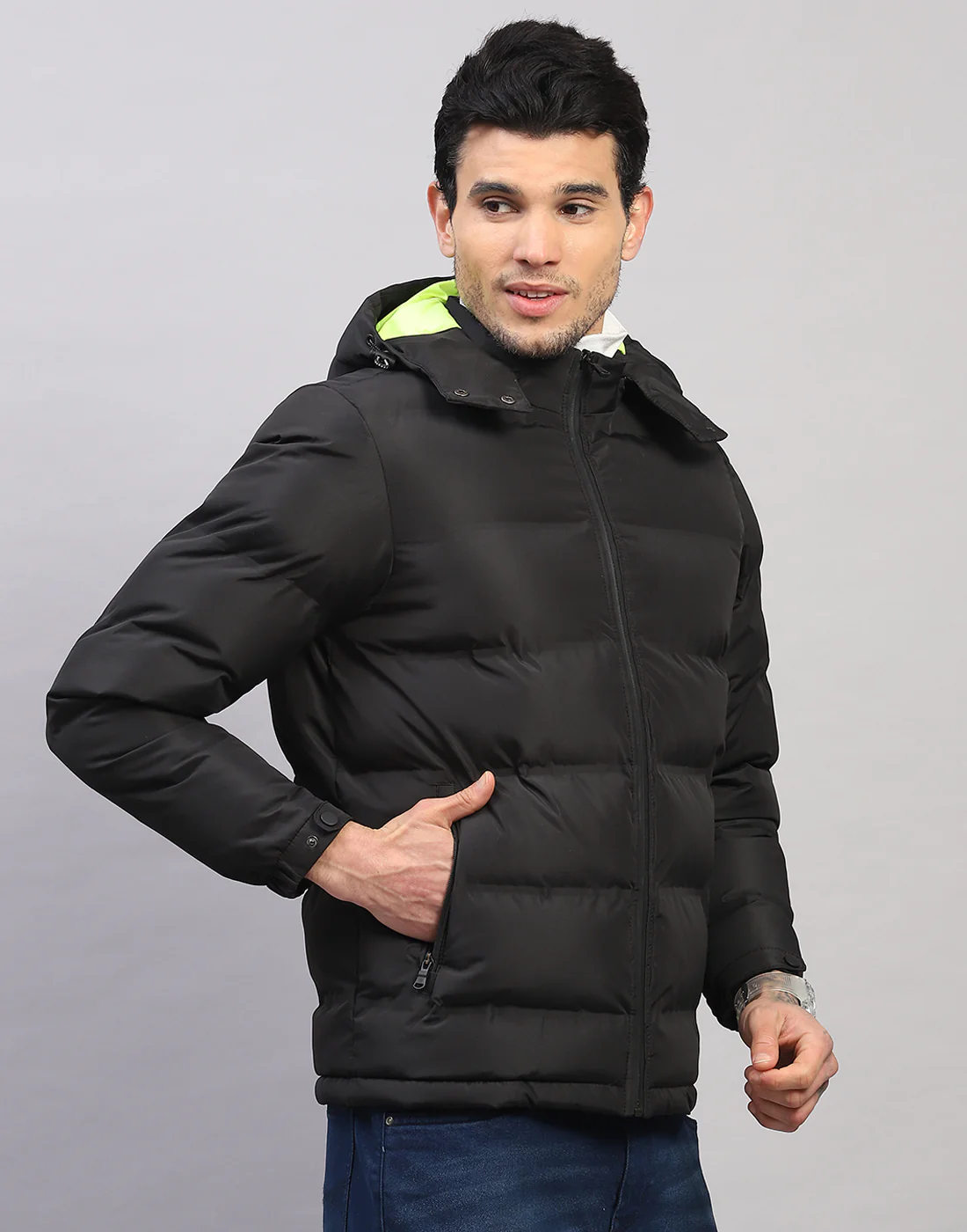 Rock.it Men Black Self Design Collar Full Sleeve Jacket - Image 3