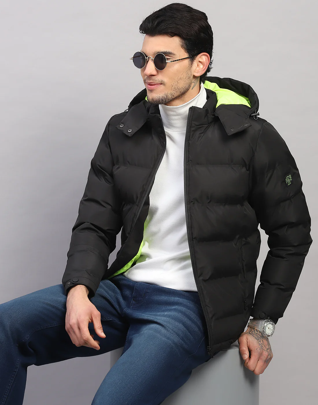 Rock.it Men Black Self Design Collar Full Sleeve Jacket - Image 6