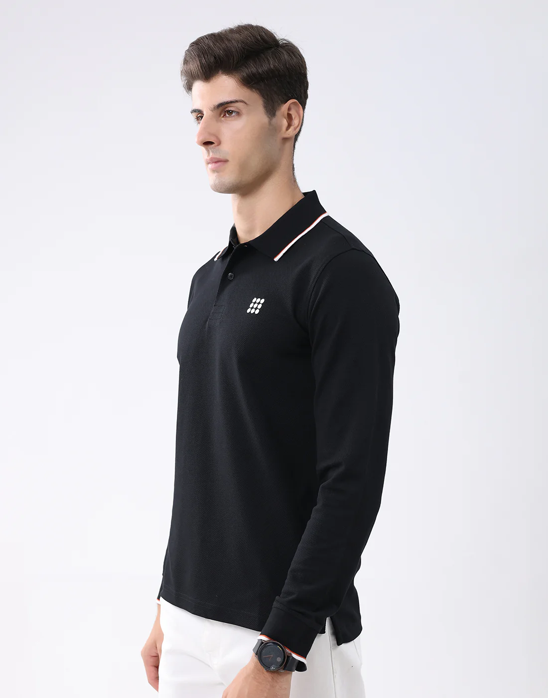 Rock.it Men Black Self Design Collar Full Sleeve T-Shirt - Image 2