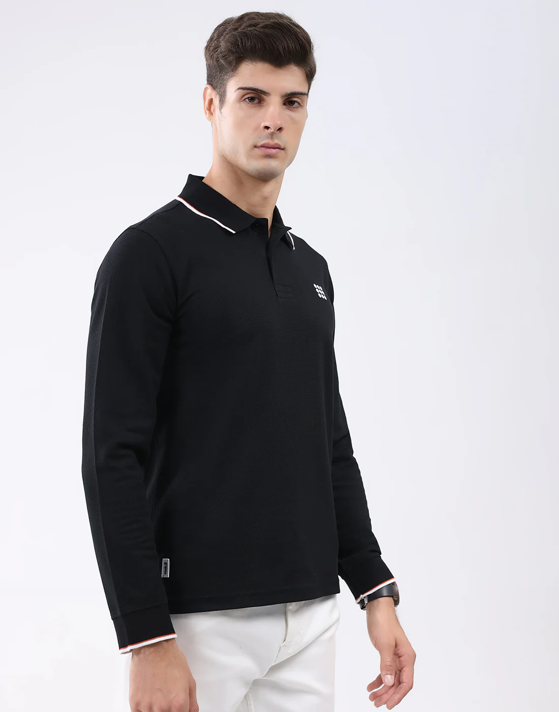 Rock.it Men Black Self Design Collar Full Sleeve T-Shirt - Image 3