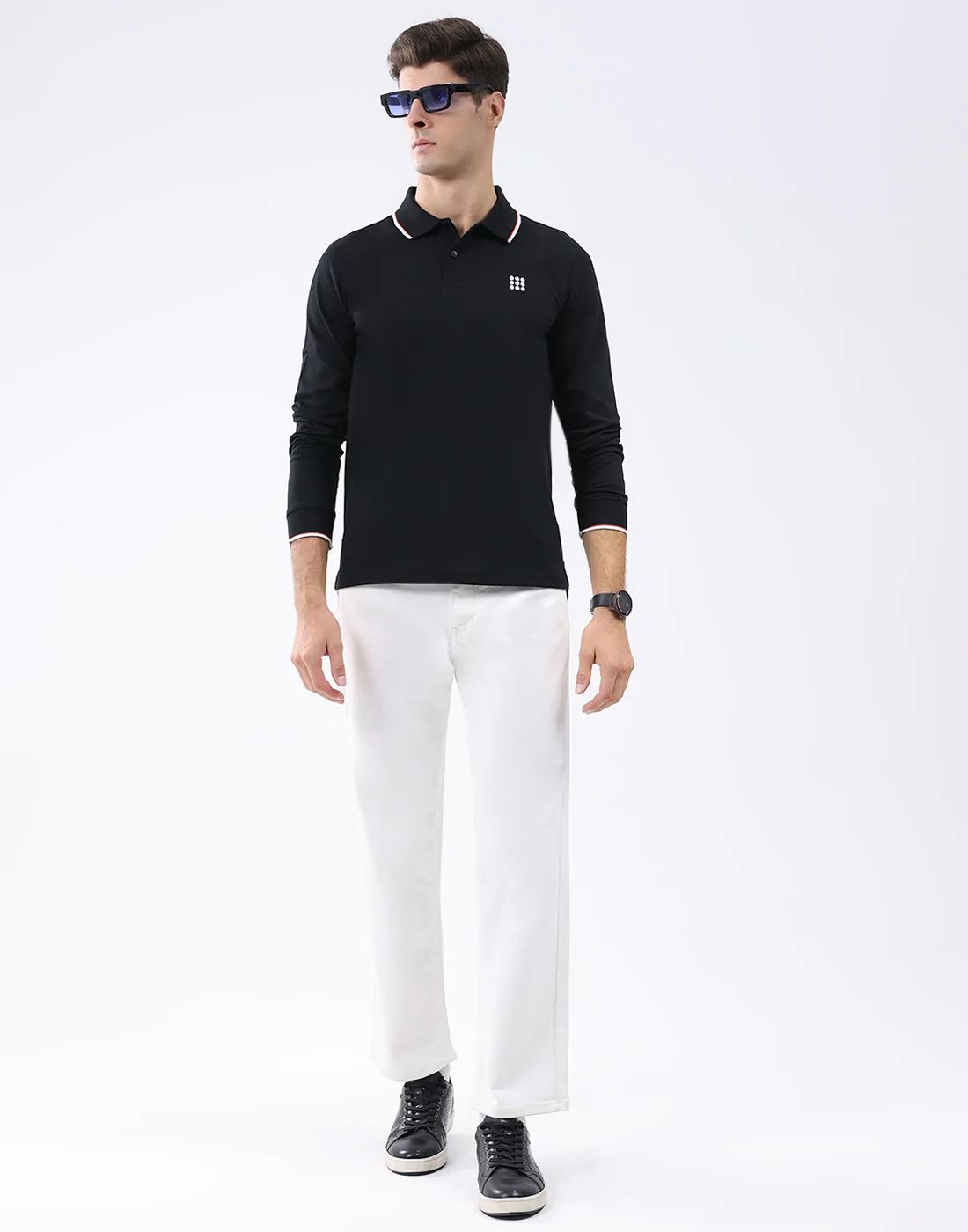 Rock.it Men Black Self Design Collar Full Sleeve T-Shirt - Image 5