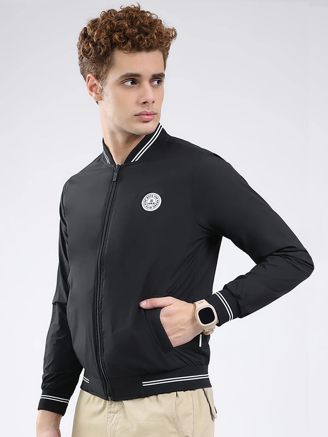 Rock.it Men Black Solid Band Neck Full Sleeve Jacket - Image 3