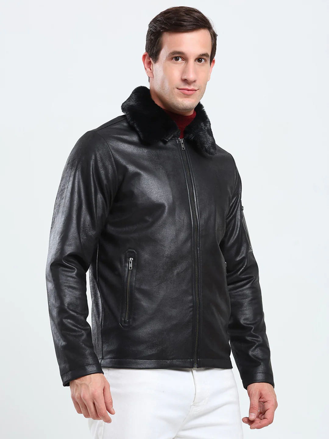 Rock.it Men Black Solid Collar Full Sleeve Jacket - Image 4