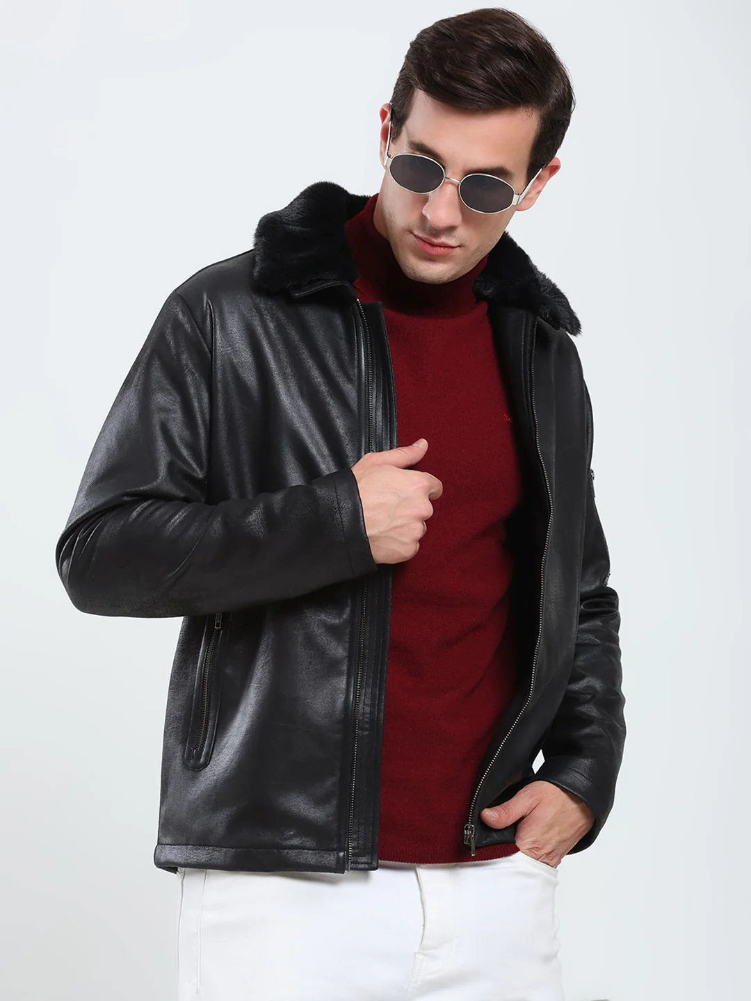 Rock.it Men Black Solid Collar Full Sleeve Jacket - Image 6
