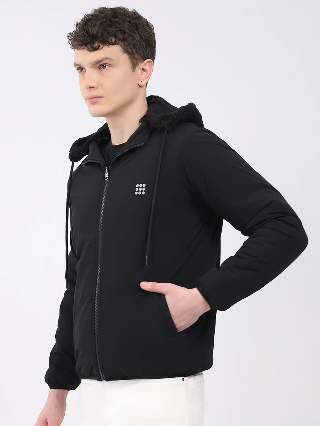 Rock.it Men Black Solid Hooded Full Sleeve Reversible Jacket - Image 3