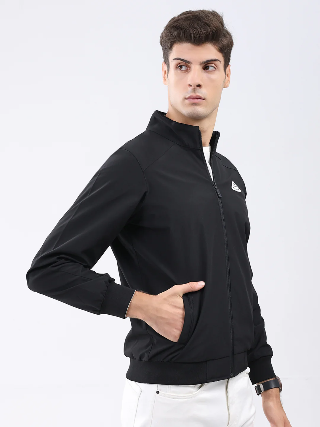 Rock.it Men Black Solid Mock Neck Full Sleeve Jacket - Image 4