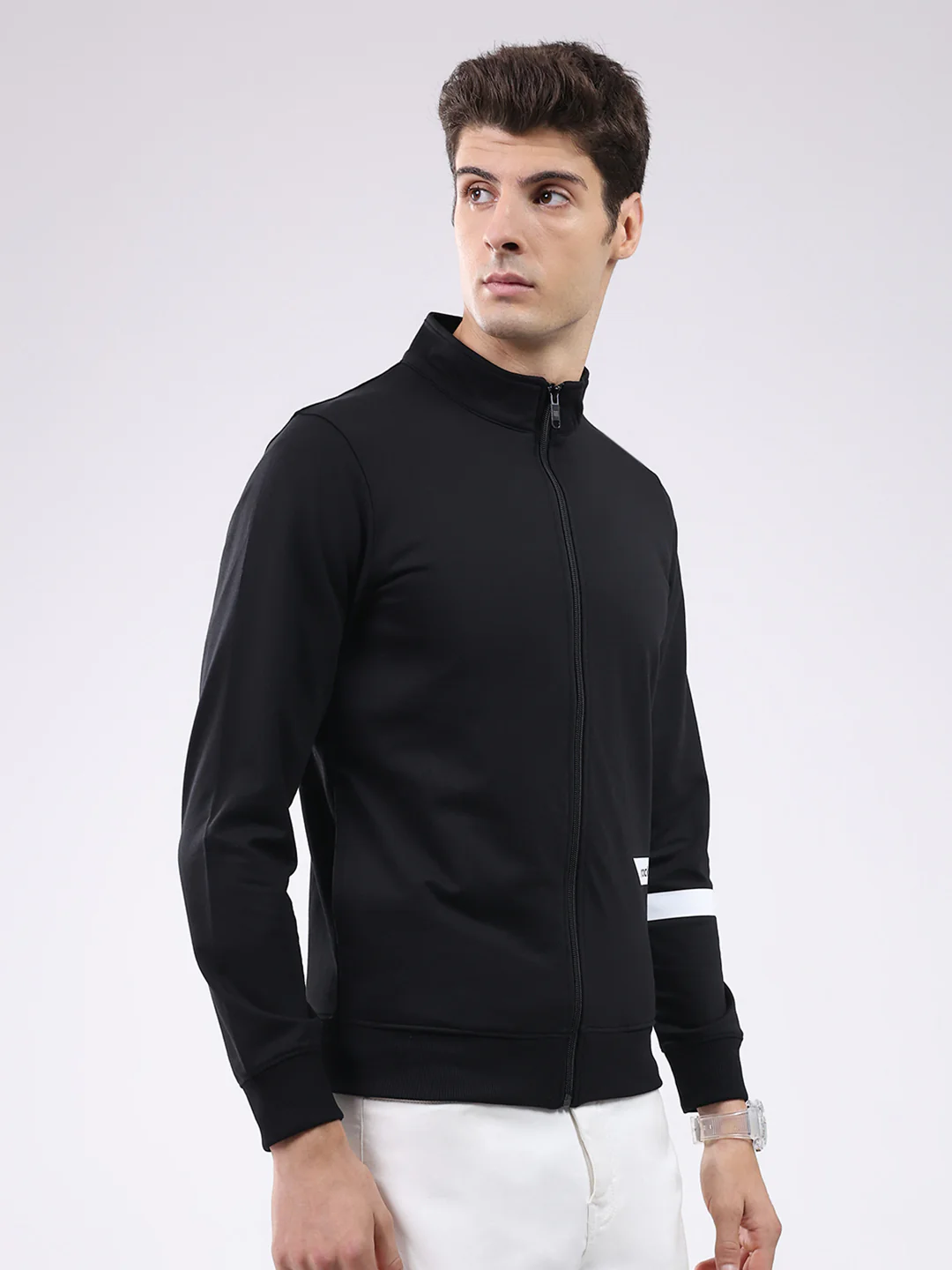 Rock.it Men Black Solid Mock Neck Full Sleeve Sweatshirt - Image 4