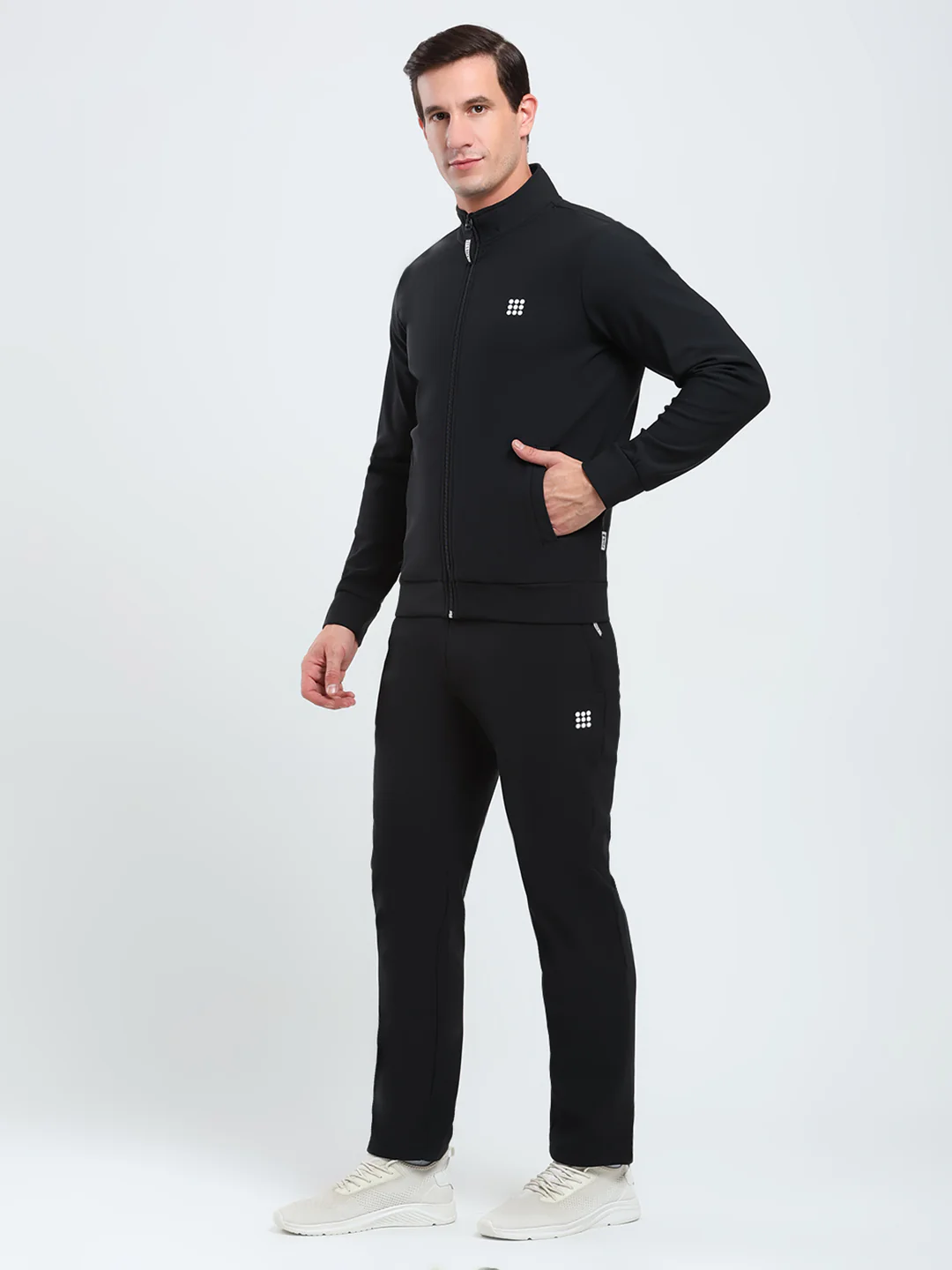 Rock.it Men Black Solid Mock Neck Full Sleeve Winter Tracksuit - Image 3