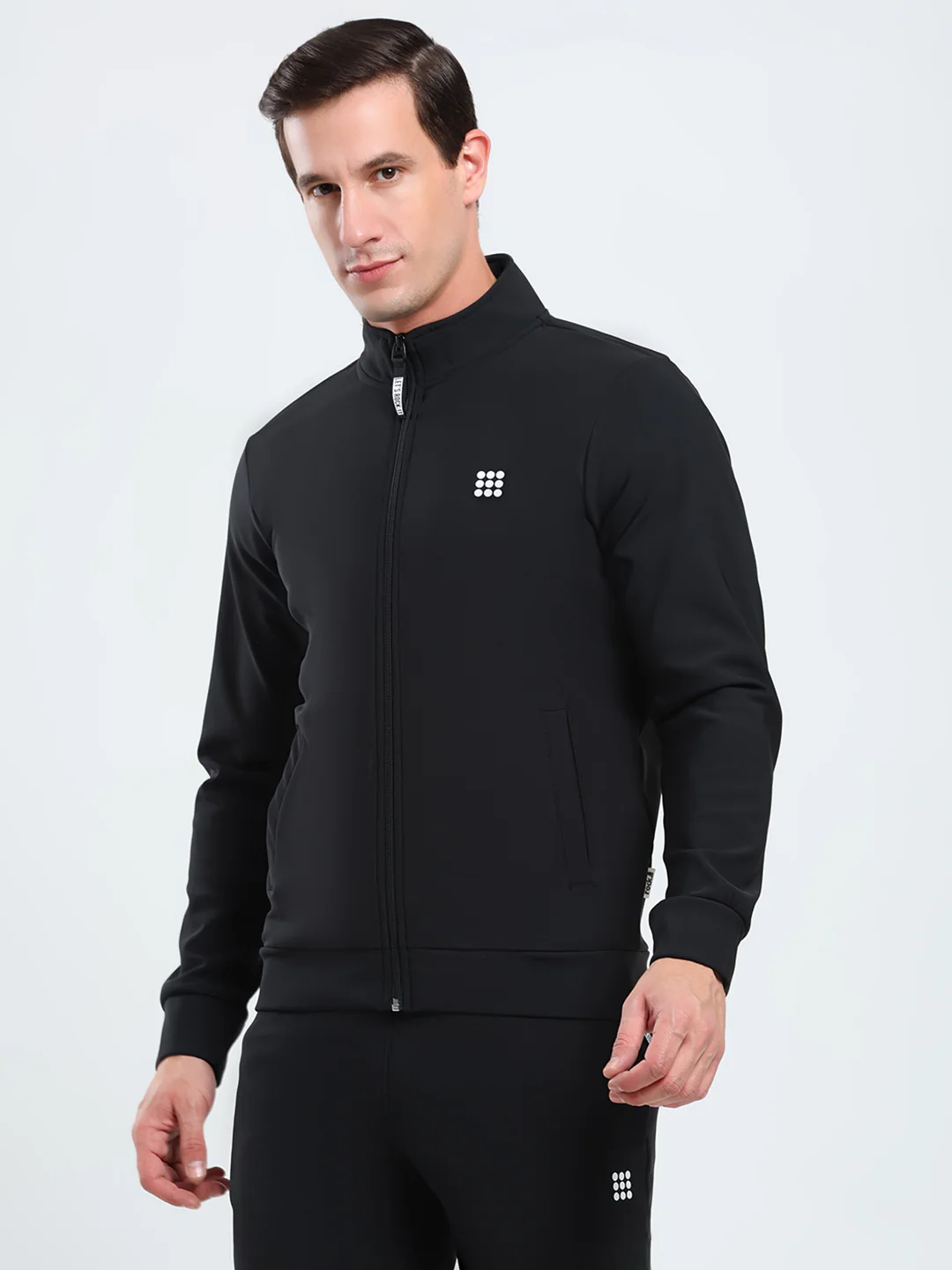 Rock.it Men Black Solid Mock Neck Full Sleeve Winter Tracksuit - Image 6