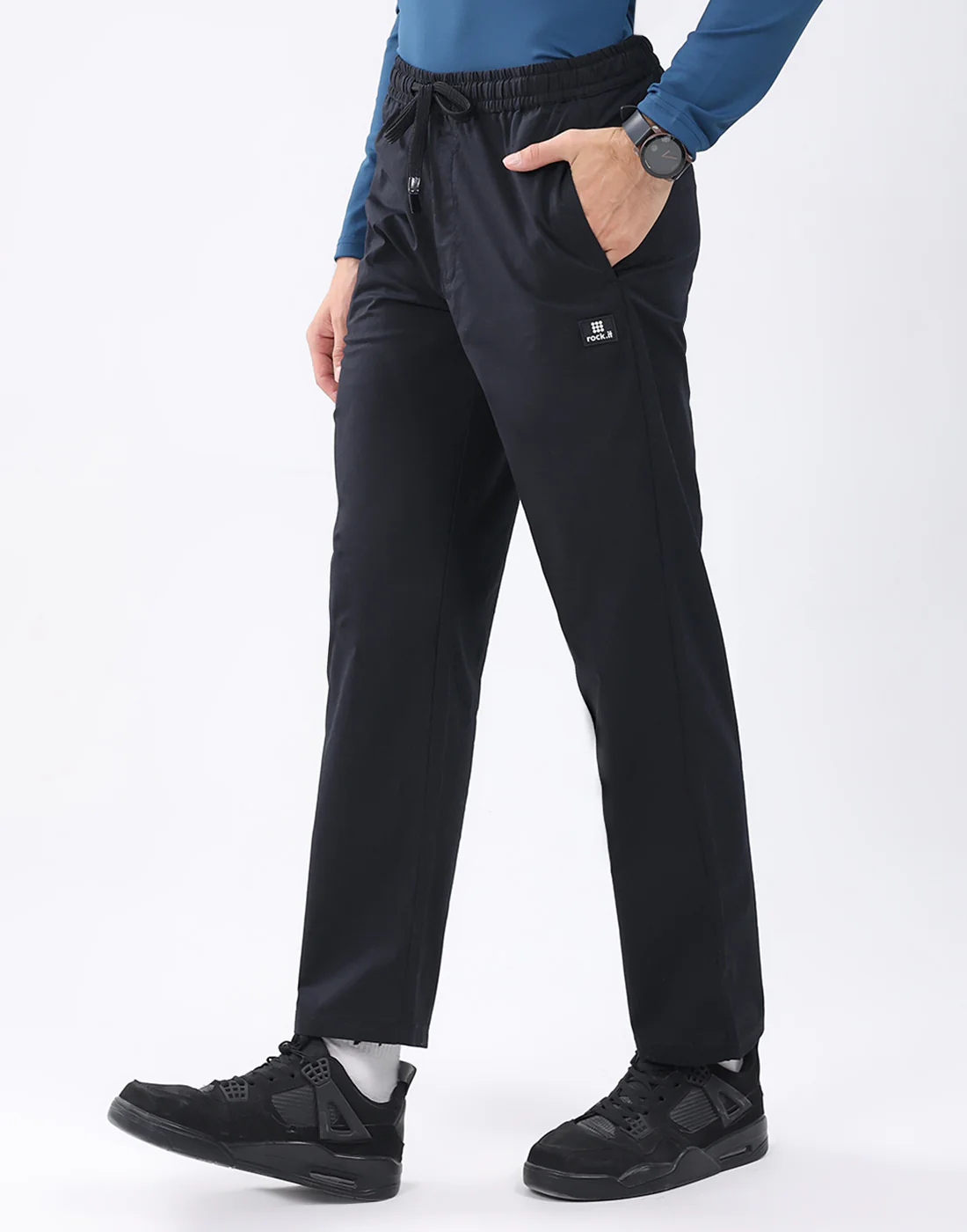 Rock.it Men Black Solid Regular Fit Winter Lower - Image 2