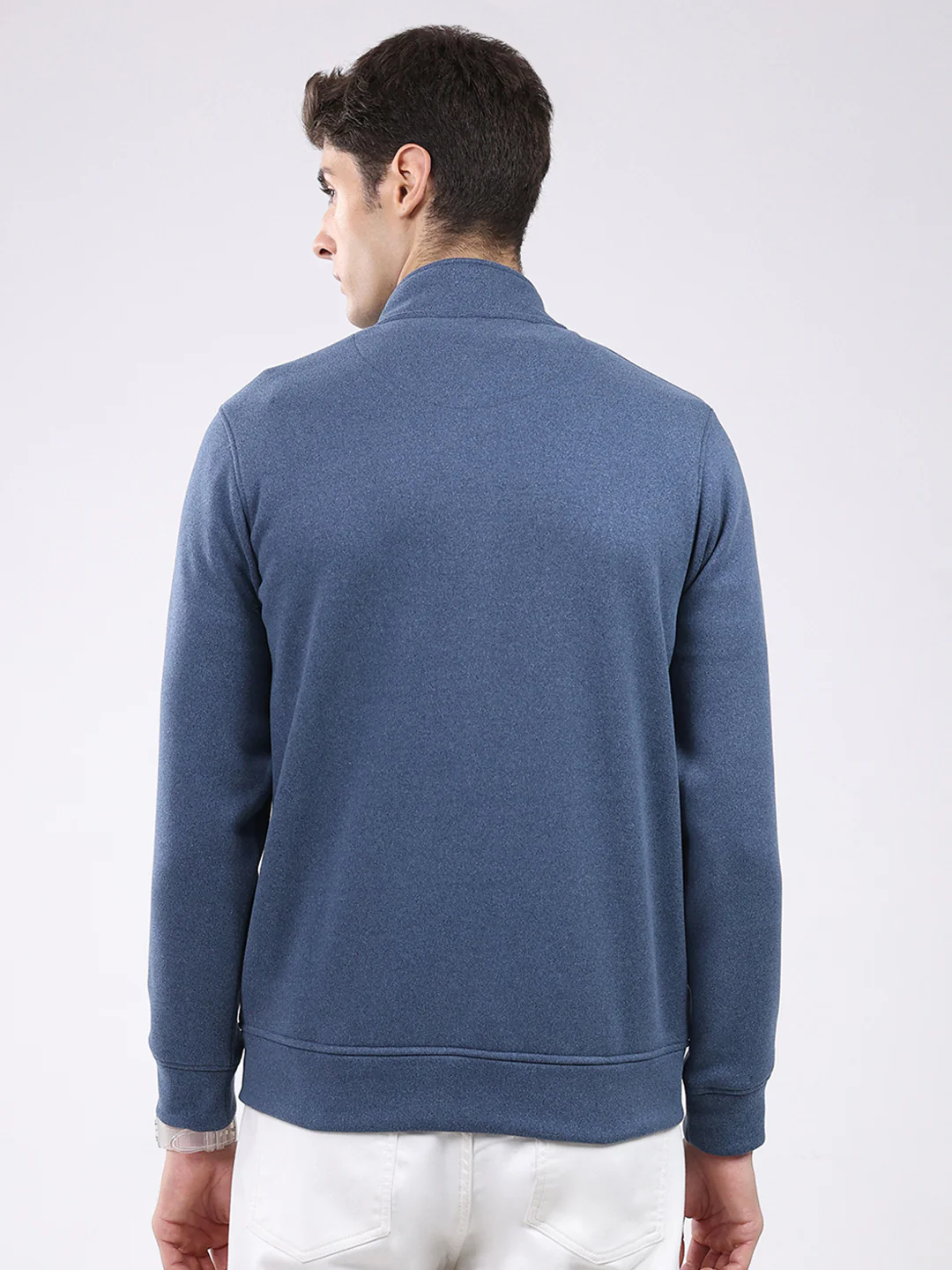 Rock.it Men Blue Solid Mock Neck Full Sleeve Sweatshirt - Image 5