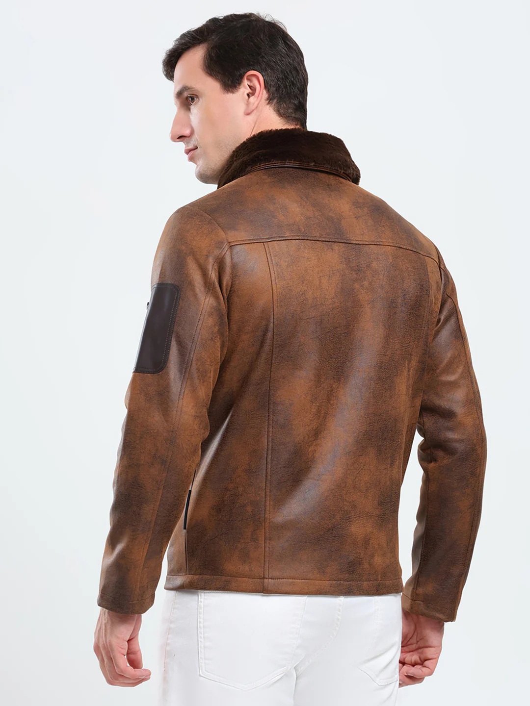 Rock.it Men Brown Solid Collar Full Sleeve Jacket - Image 5