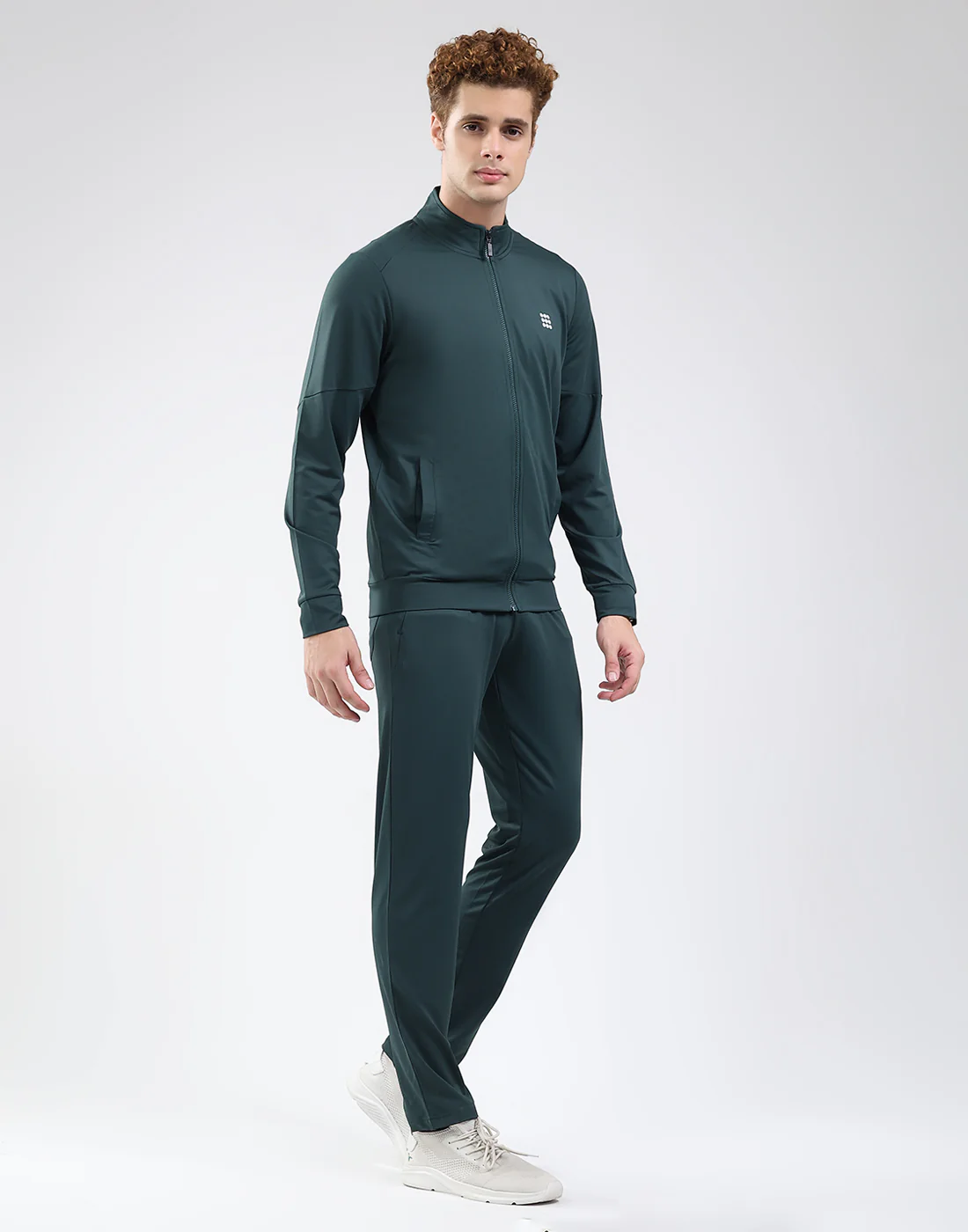 Rock.it Men Dark Green Solid Mock Neck Full Sleeve Winter Tracksuit - Image 4