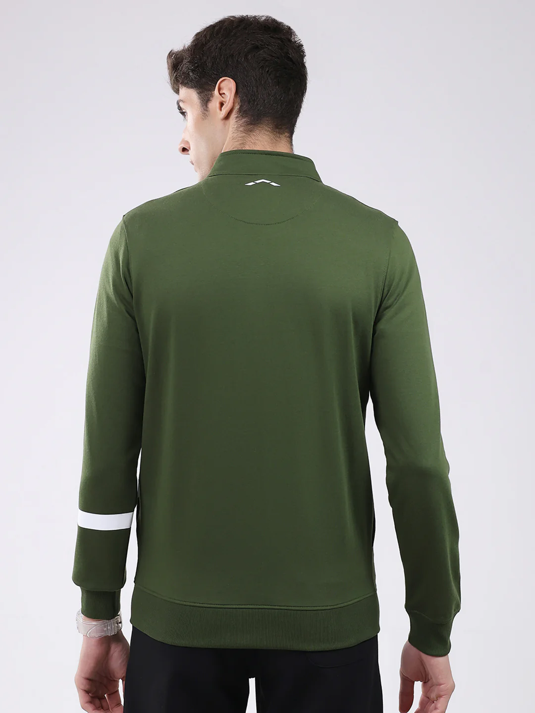 Rock.it Men Green Solid Mock Neck Full Sleeve Sweatshirt - Image 5