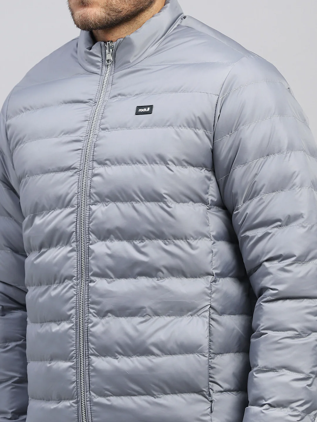 Rock.it Men Grey Solid Collar Full Sleeve Jacket - Image 10