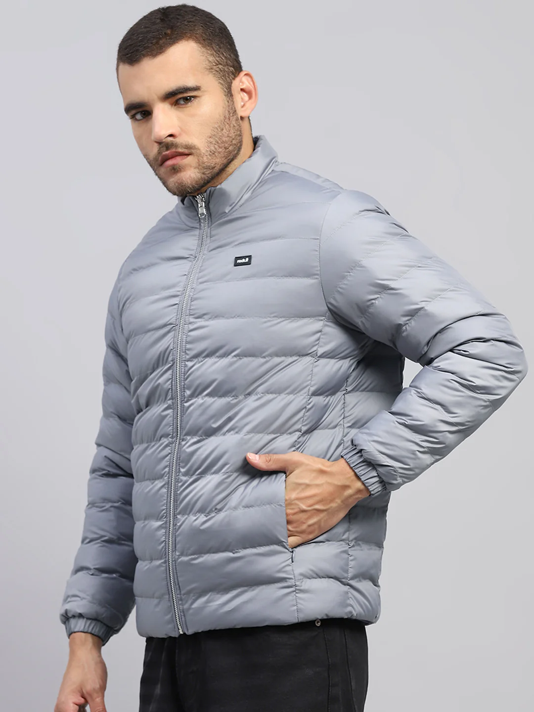 Rock.it Men Grey Solid Collar Full Sleeve Jacket - Image 3