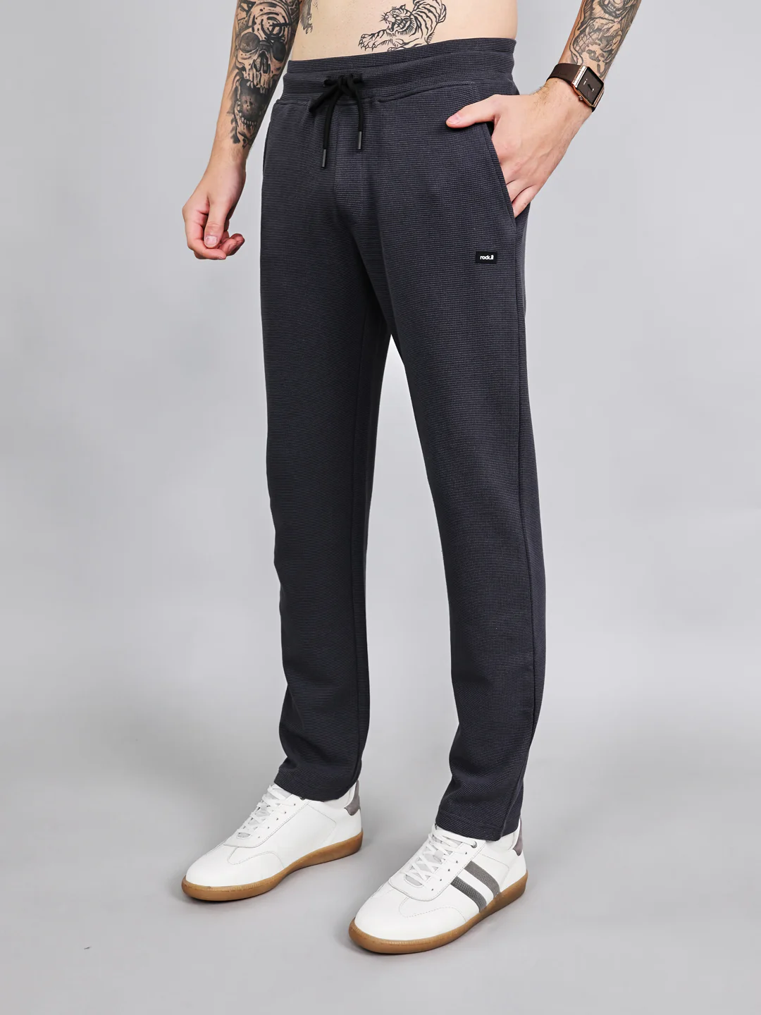 Rock.it Men Grey Solid Collar Half Sleeve Cords Set - Image 7