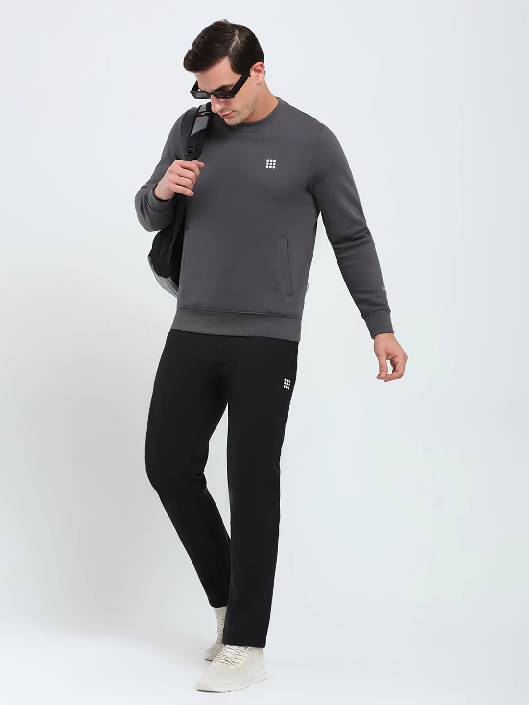 Rock.it Men Grey Solid Round Neck Full Sleeve Sweatshirt - Image 2