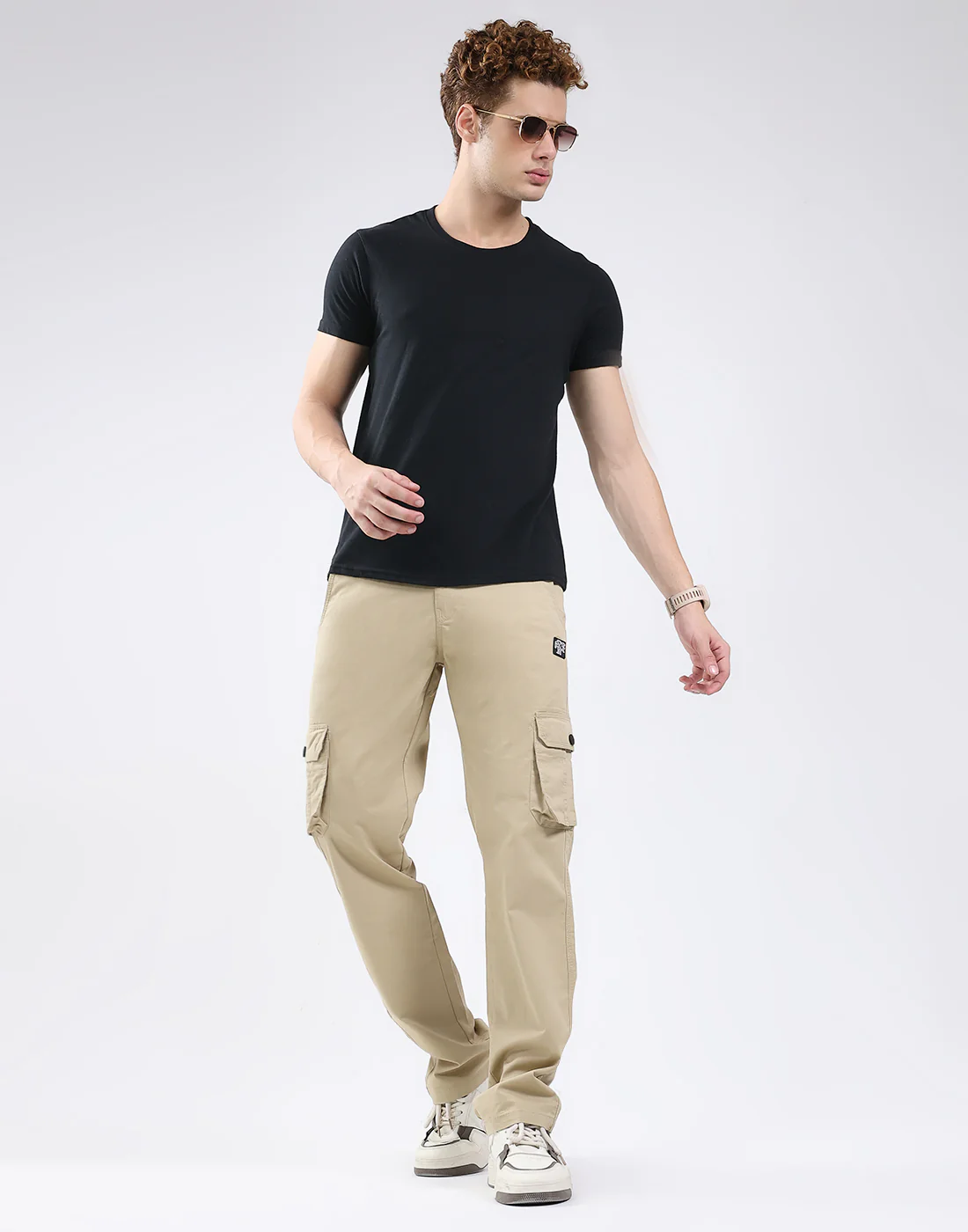Rock.it Men Khaki Solid Regular Fit Cargo - Image 2