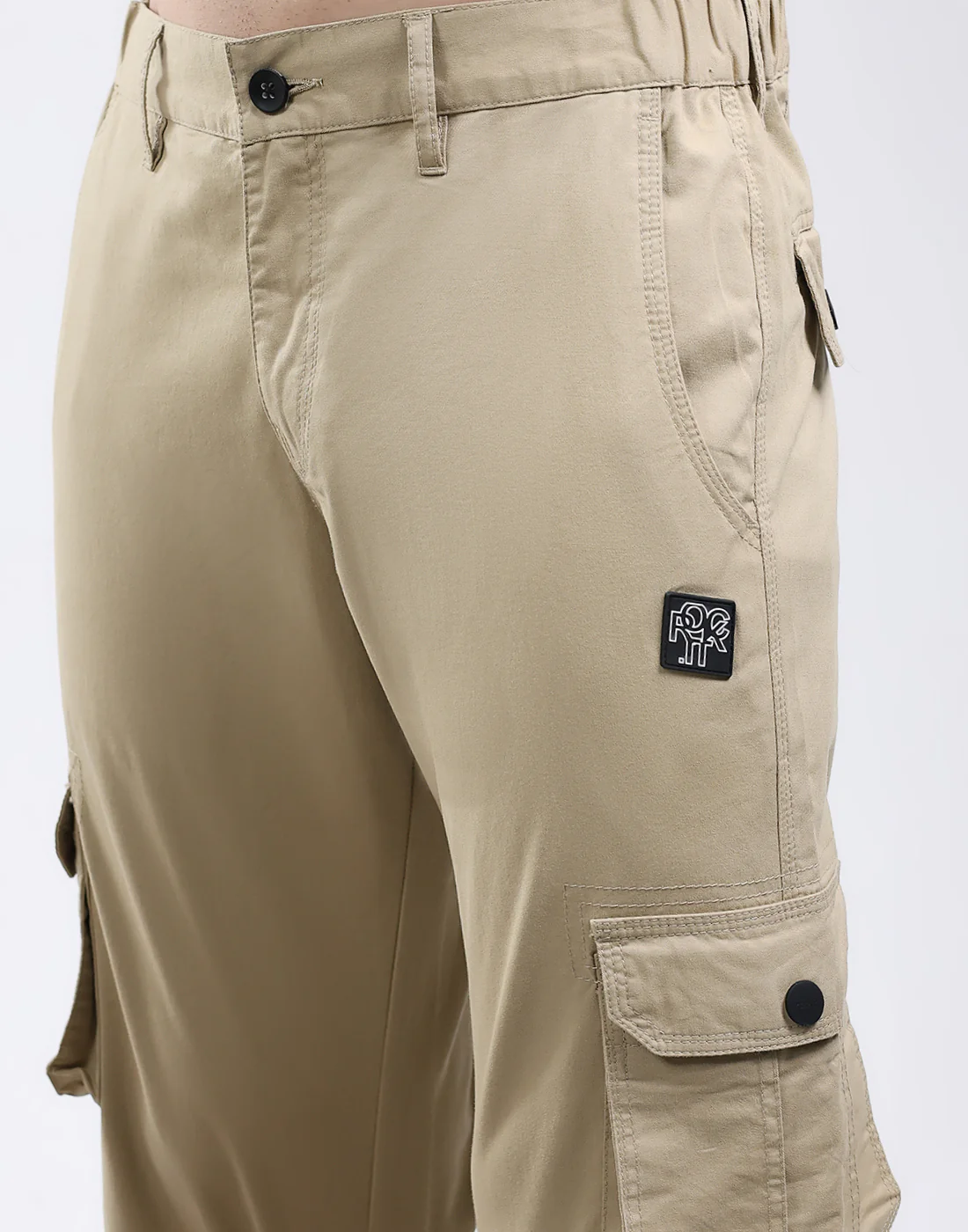 Rock.it Men Khaki Solid Regular Fit Cargo - Image 6