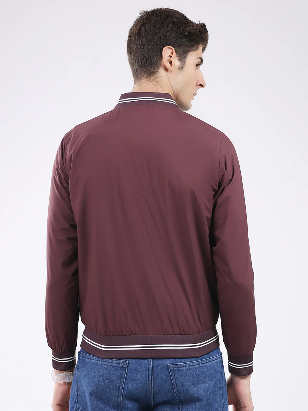 Rock.it Men Maroon Solid Band Neck Full Sleeve Jacket - Image 5