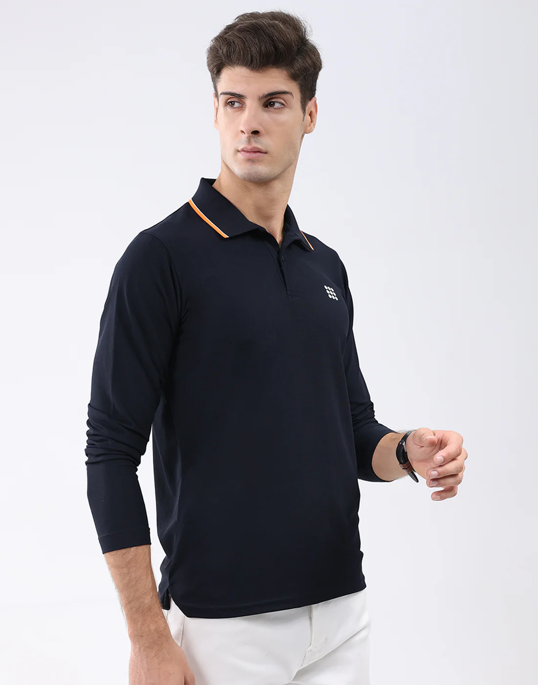 Rock.it Men Navy Blue Solid Collar Full Sleeve T-Shirt - Image 3