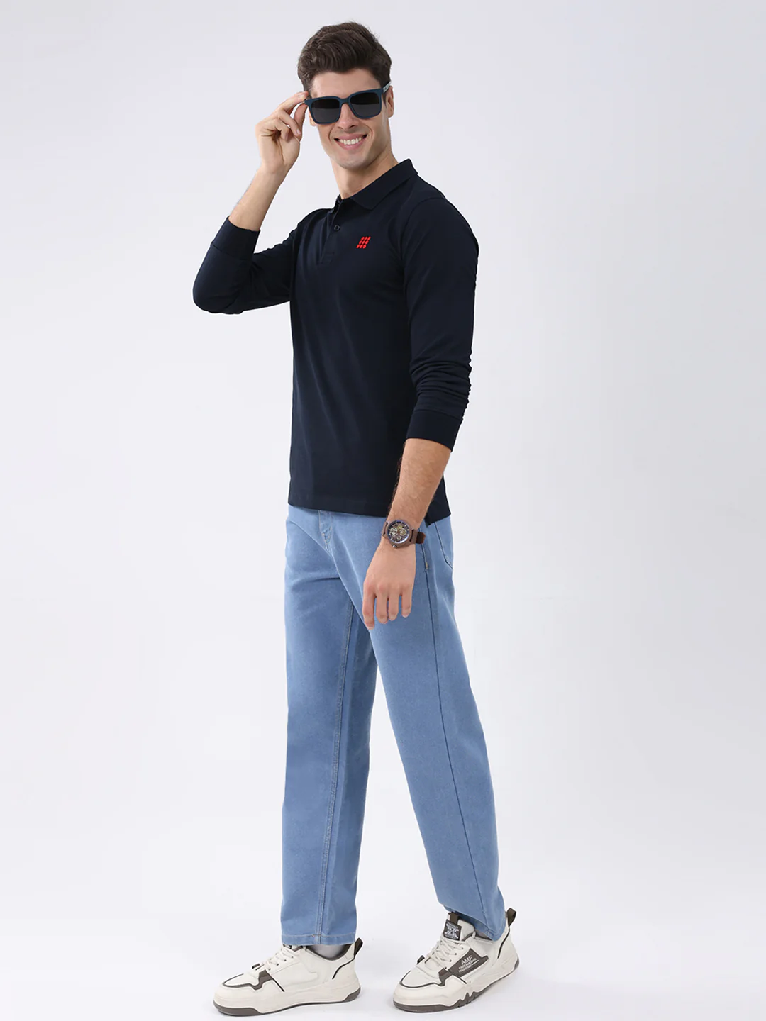 Rock.it Men Navy Blue Solid Collar Full Sleeve Winter T-Shirt - Image 2