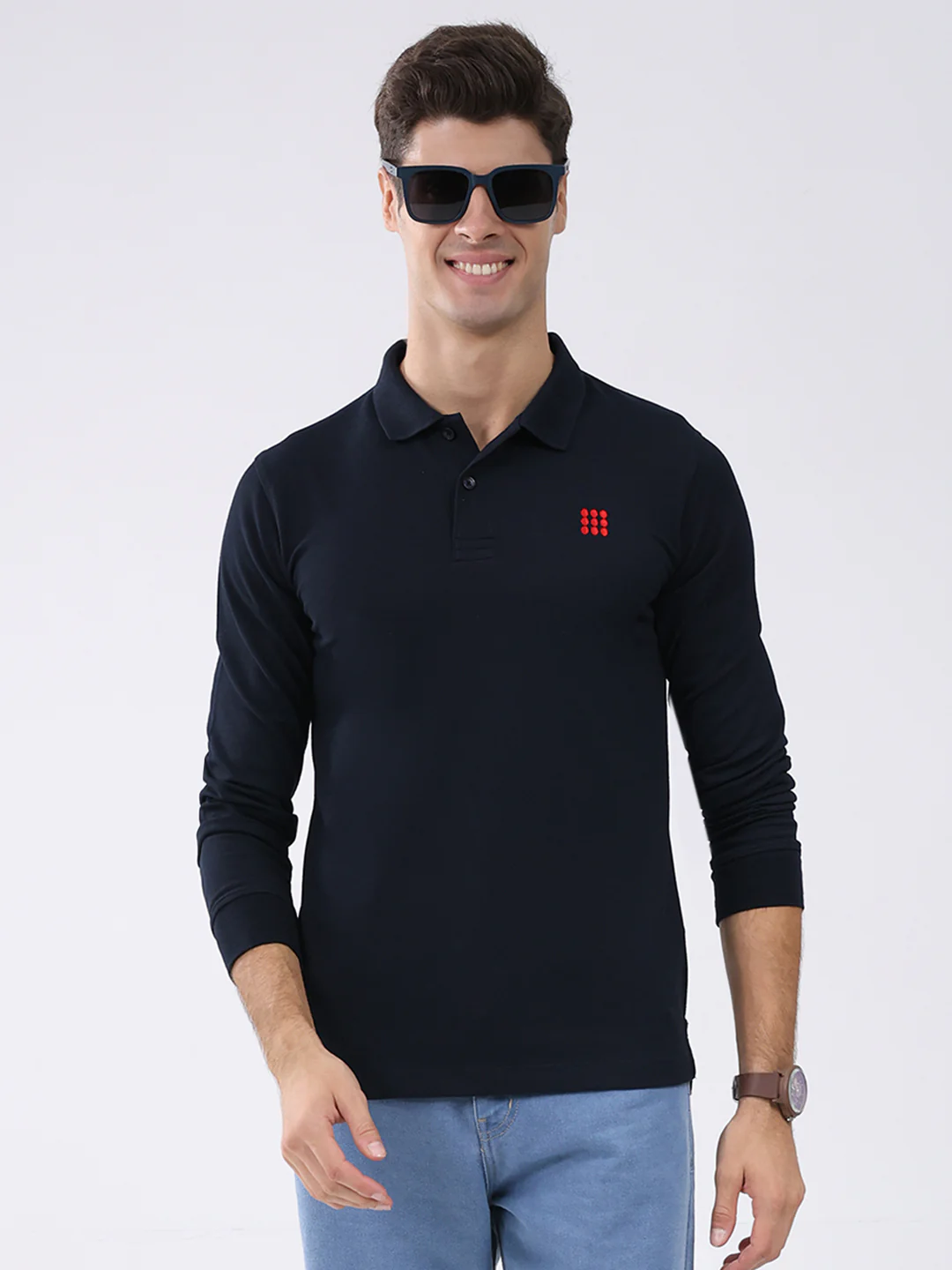 Rock.it Men Navy Blue Solid Collar Full Sleeve Winter T-Shirt - Image 6