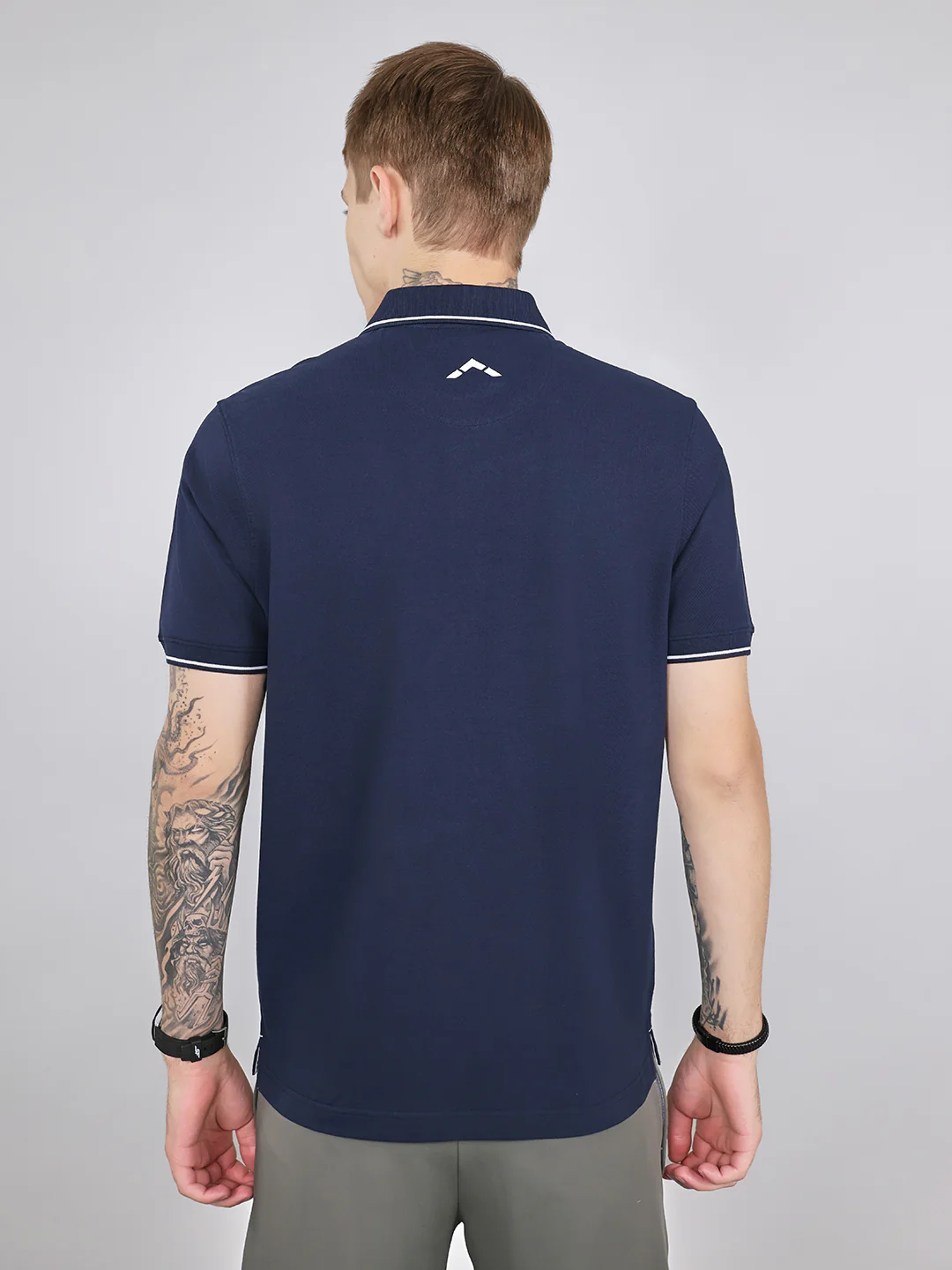 Rock.it Men Navy Blue Solid Collar Half Sleeve T-Shirt - Image 4