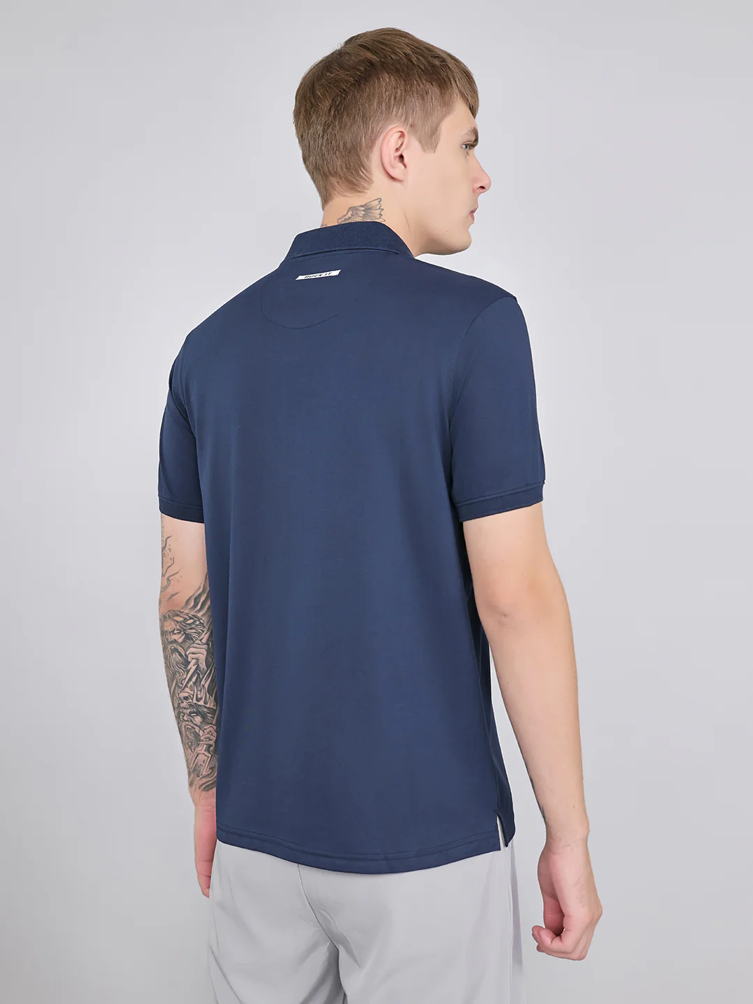 Rock.it Men Navy Blue Solid Collar Half Sleeve T-Shirt - Image 4