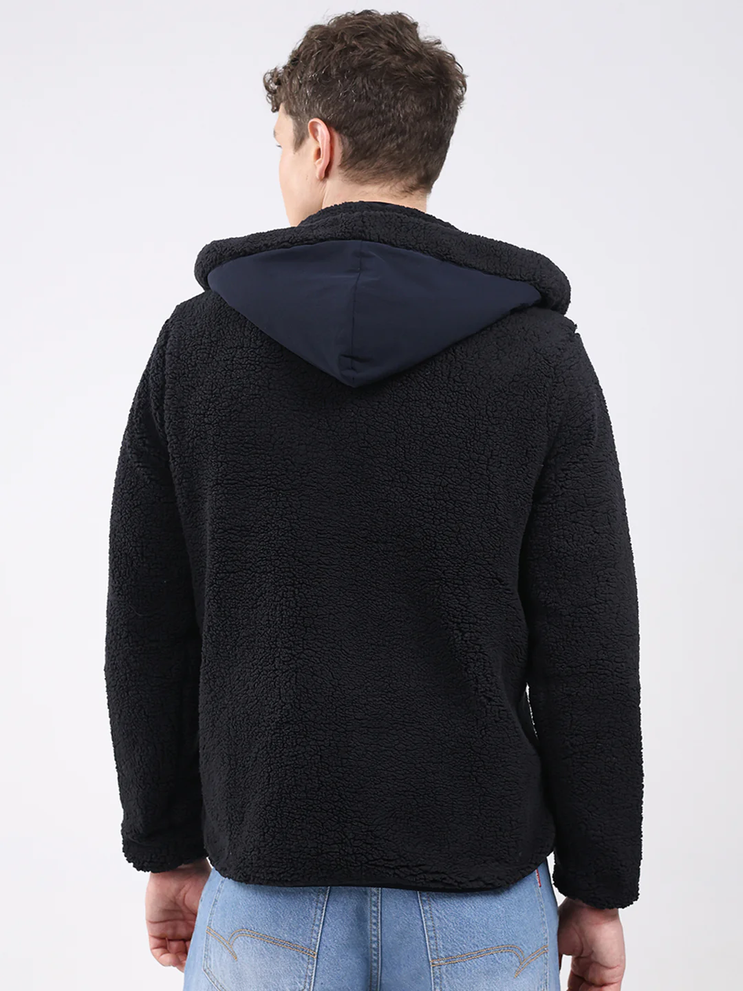 Rock.it Men Navy Blue Solid Hooded Full Sleeve Reversible Jacket - Image 5