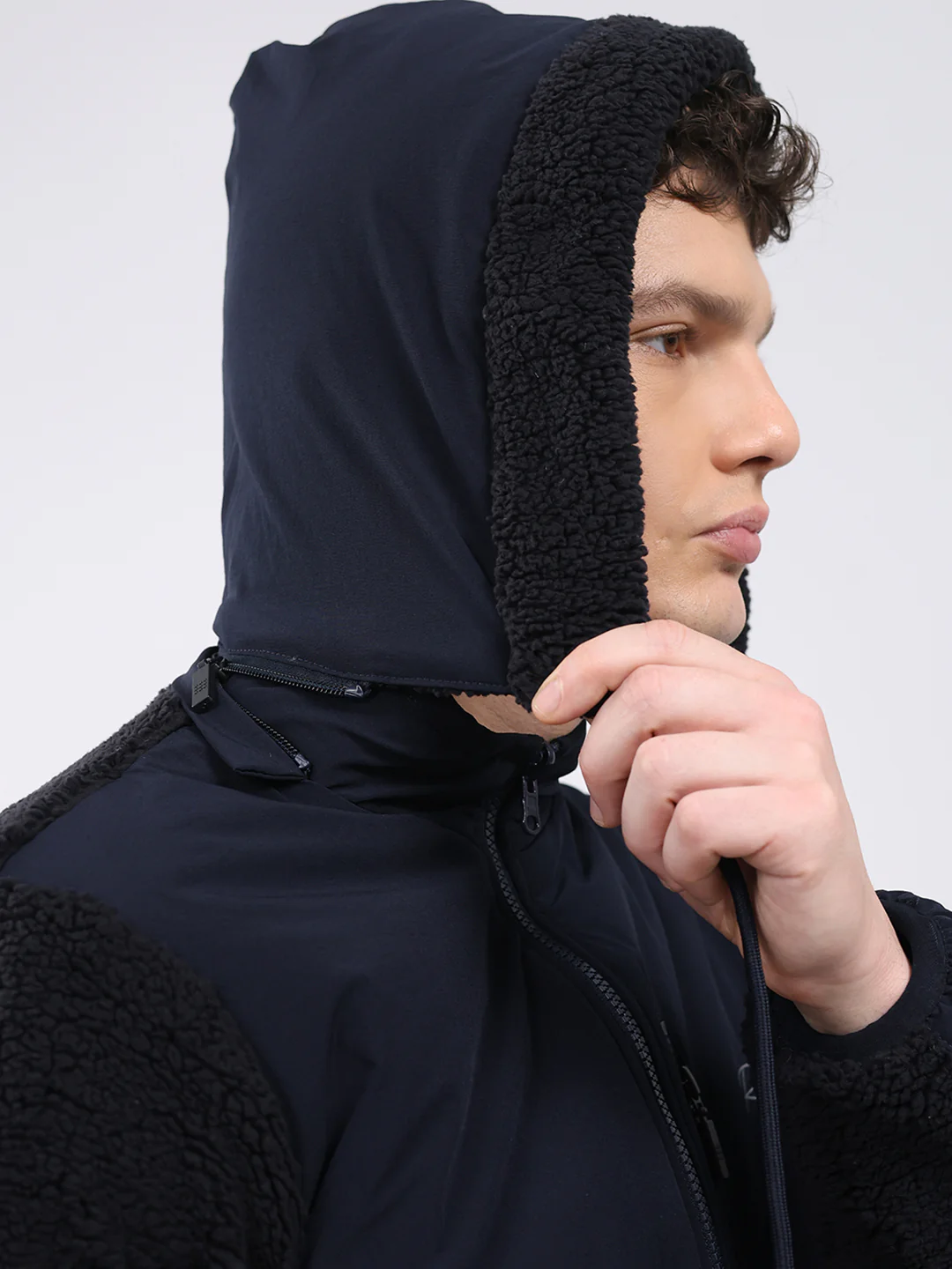 Rock.it Men Navy Blue Solid Hooded Full Sleeve Reversible Jacket - Image 9