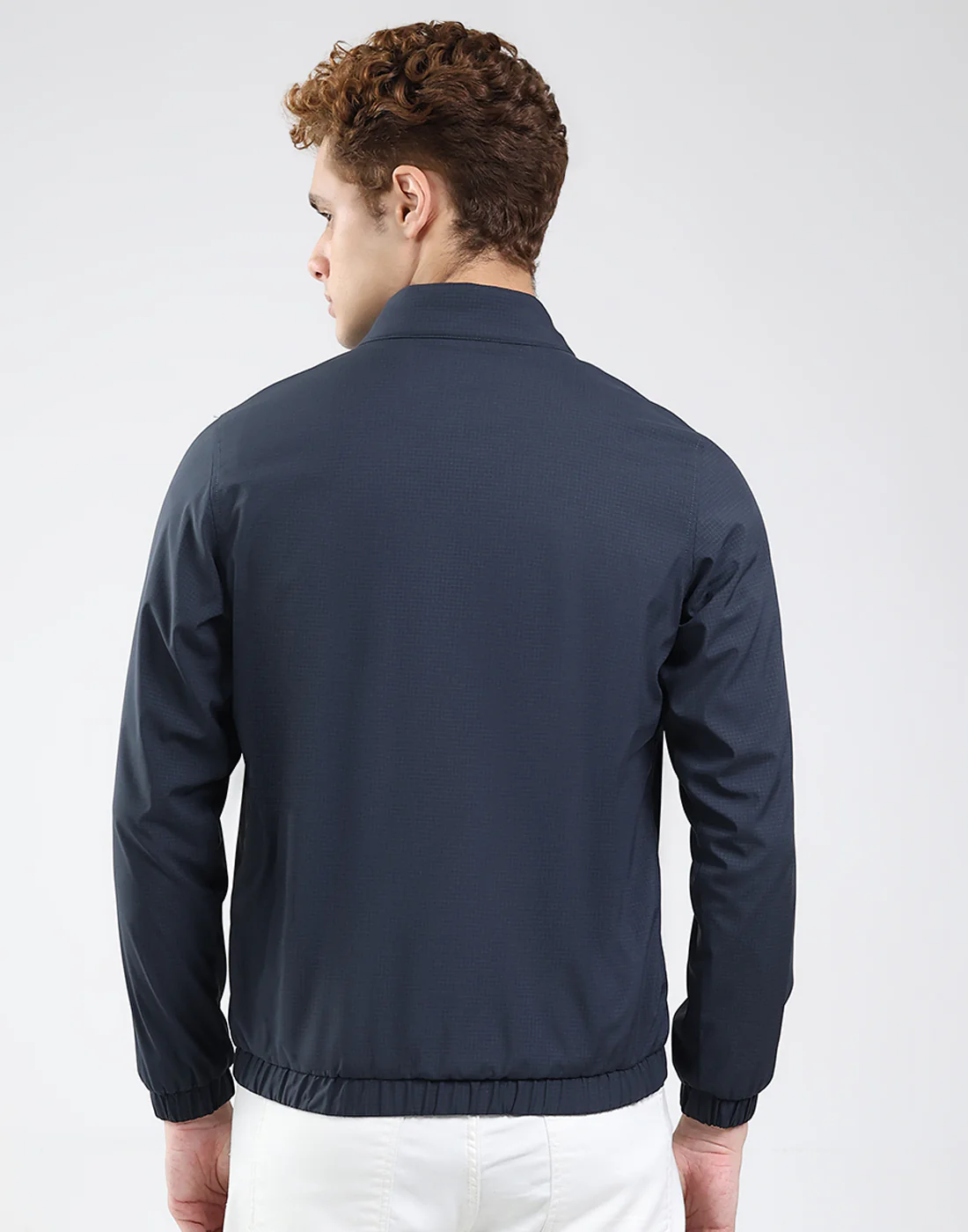 Rock.it Men Navy Blue Solid Mock Neck Full Sleeve Jacket - Image 5