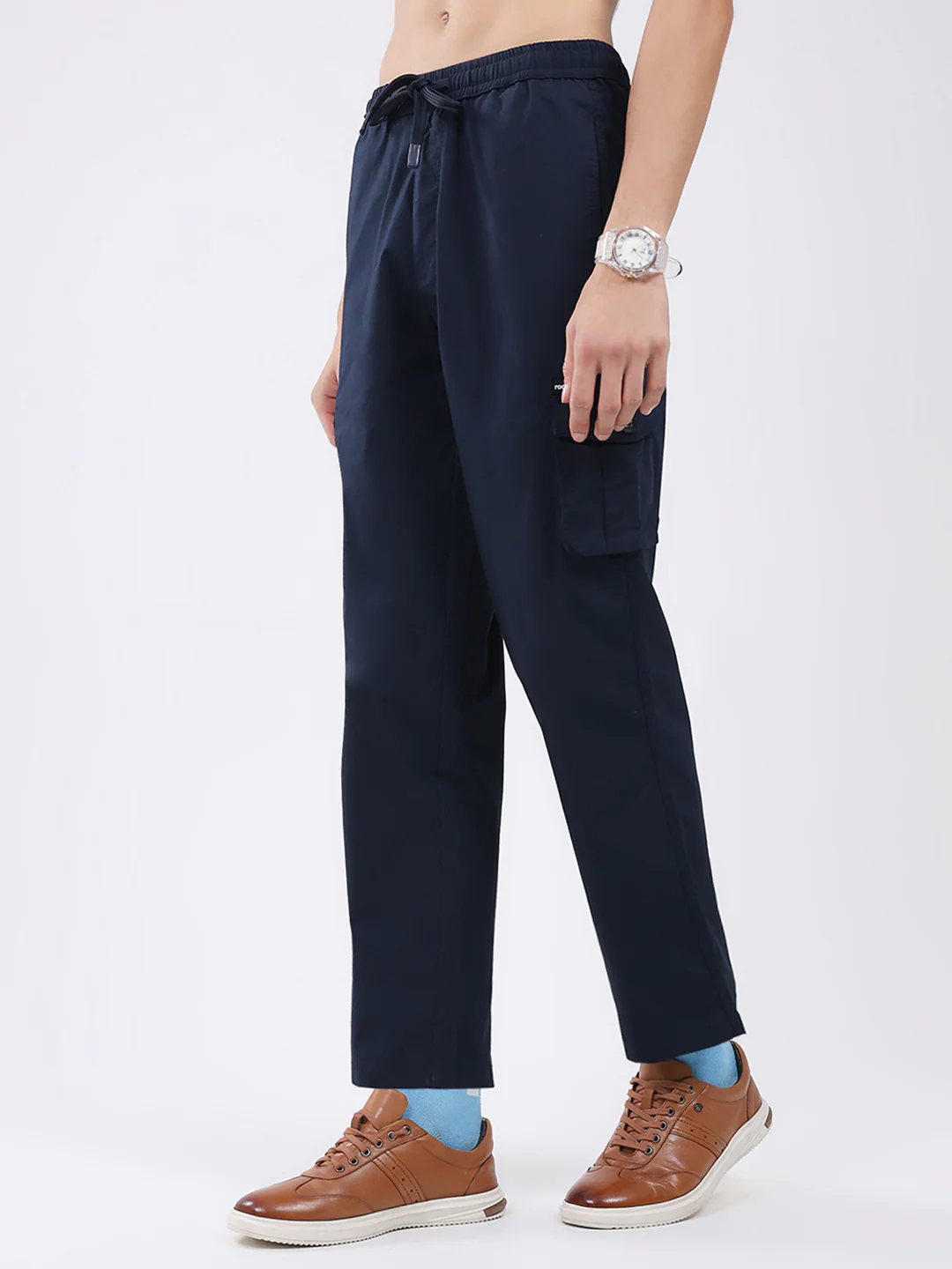 Rock.it Men Navy Blue Solid Regular Fit Cargo - Image 3