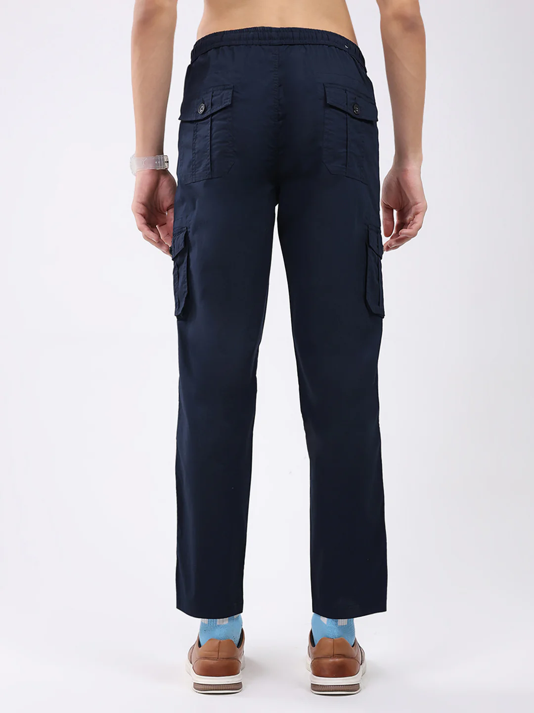 Rock.it Men Navy Blue Solid Regular Fit Cargo - Image 5