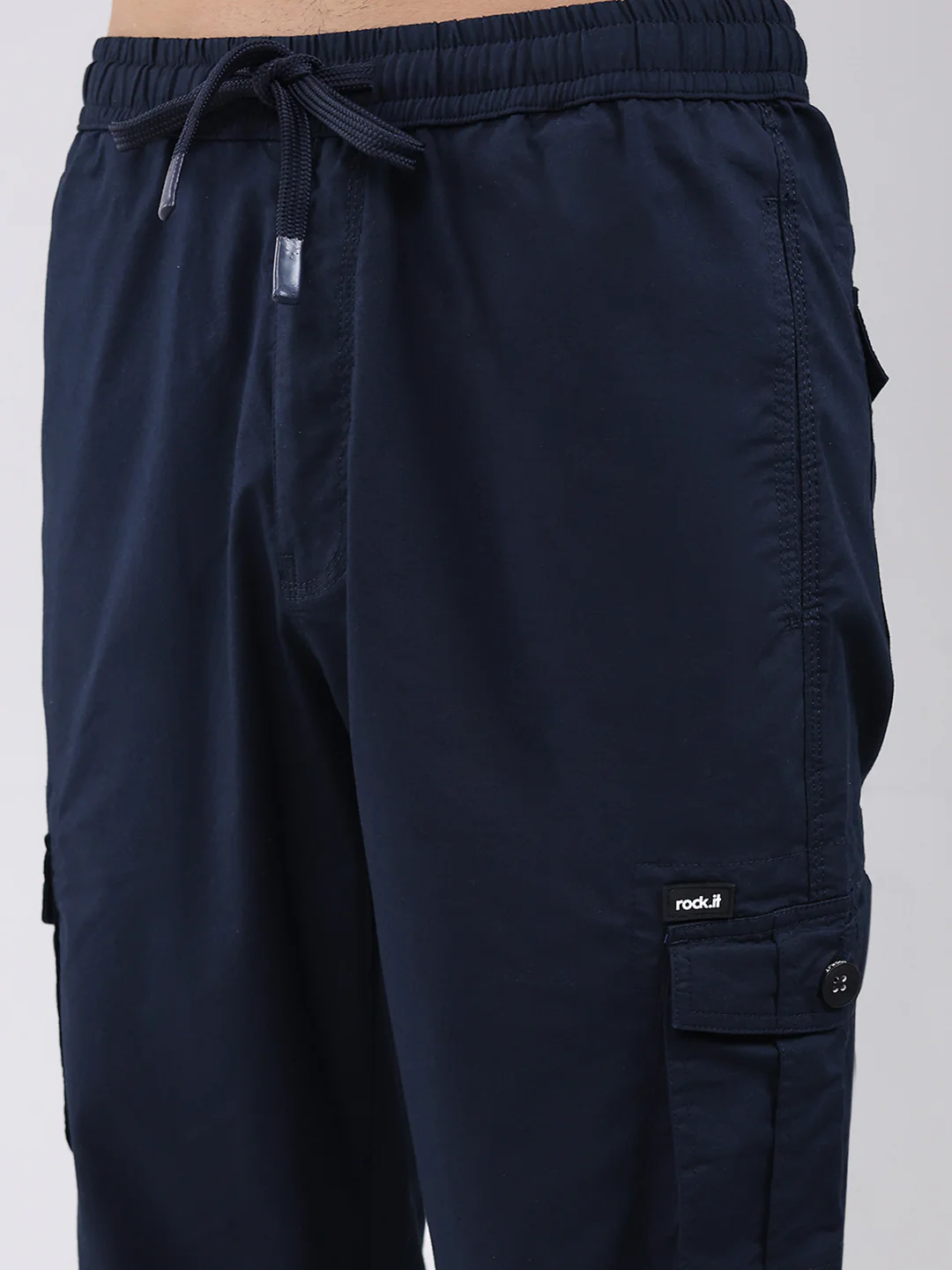 Rock.it Men Navy Blue Solid Regular Fit Cargo - Image 6