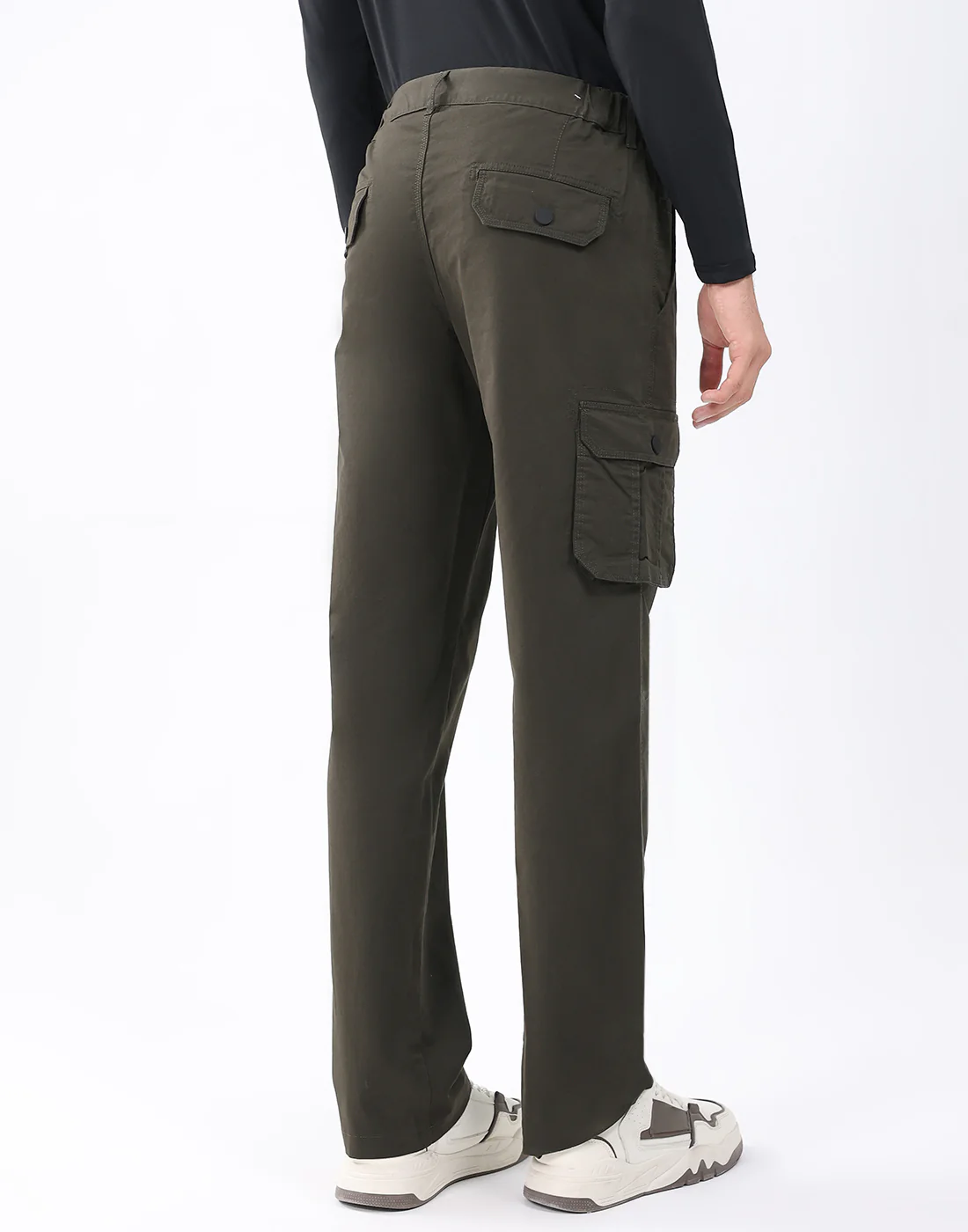 Rock.it Men Olive Solid Regular Fit Cargo - Image 4