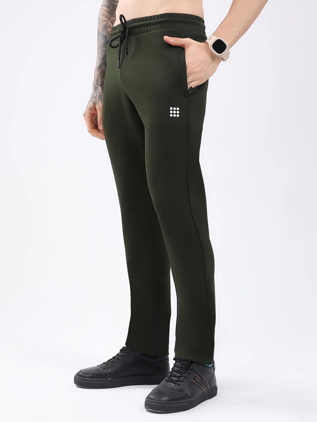 Rock.it Men Olive Solid Round Neck Full Sleeve Winter Tracksuit - Image 7