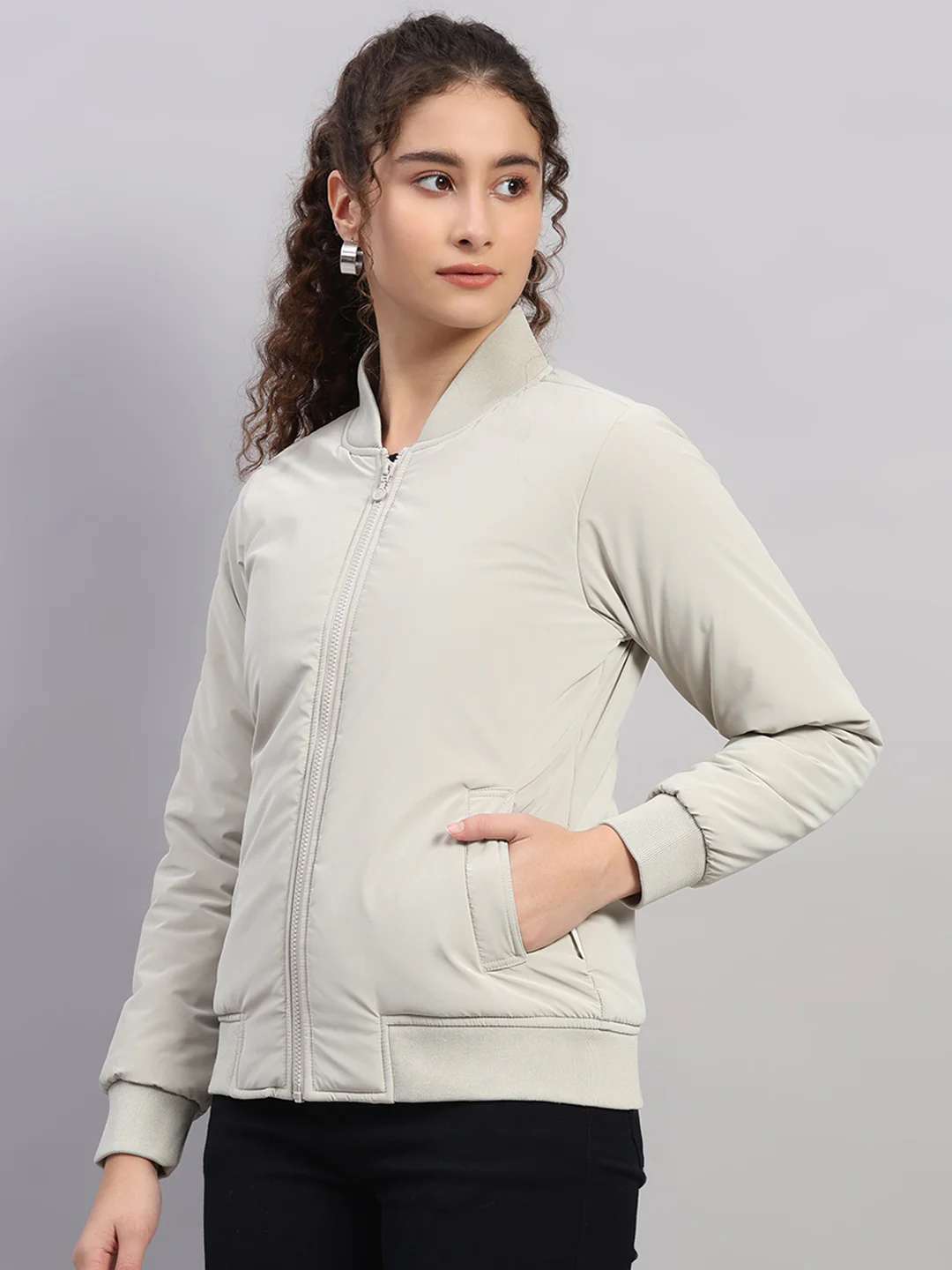 Rock.it Women Beige Solid Collar Full Sleeve Jacket - Image 3
