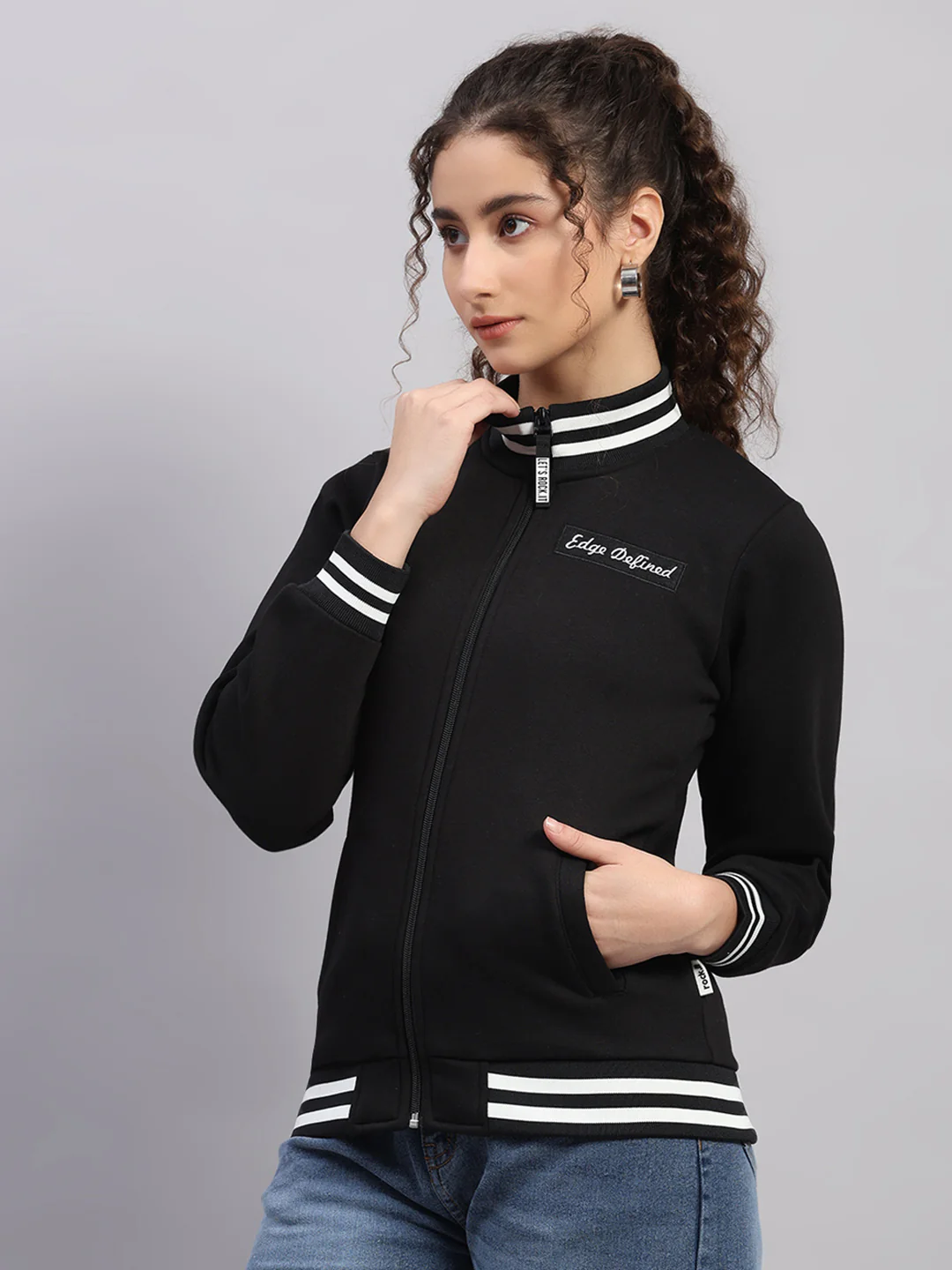 Rock.it Women Black Printed Round Neck Full Sleeve Sweatshirt - Image 3