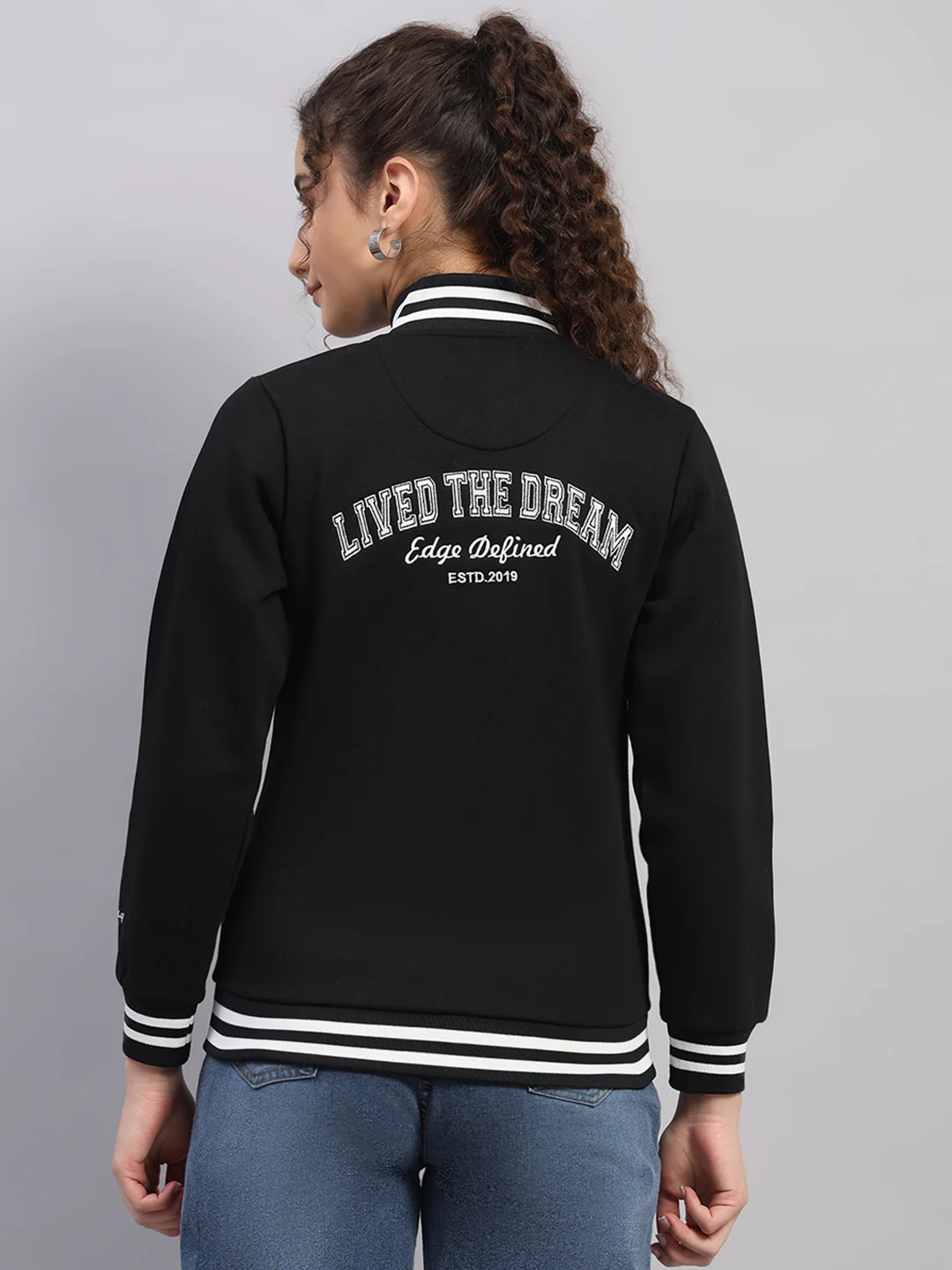 Rock.it Women Black Printed Round Neck Full Sleeve Sweatshirt - Image 5