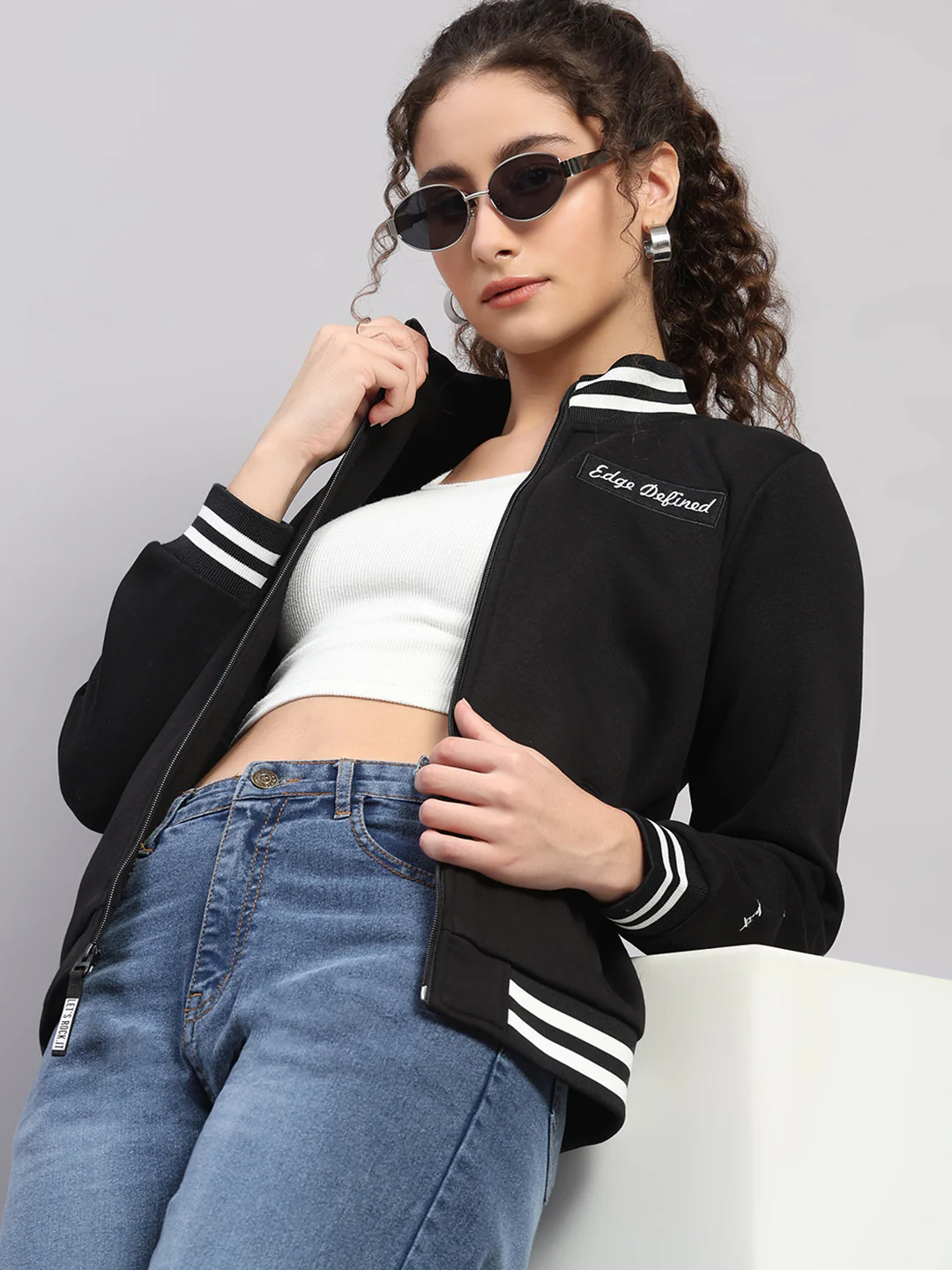 Rock.it Women Black Printed Round Neck Full Sleeve Sweatshirt - Image 6