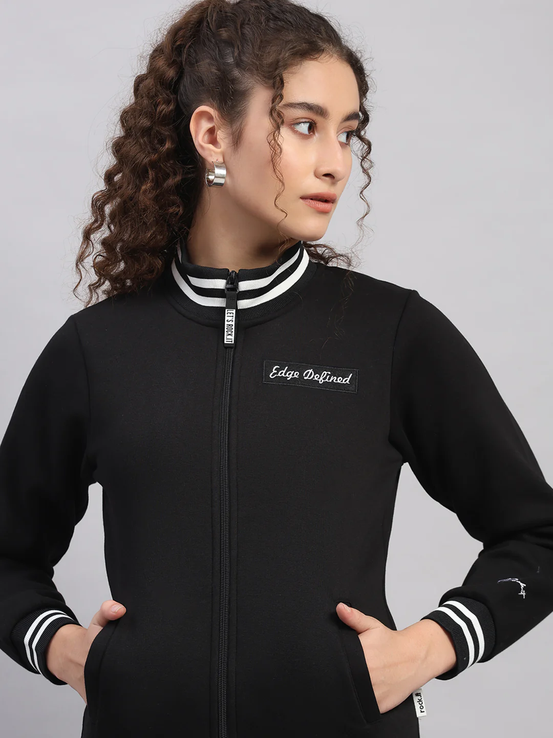 Rock.it Women Black Printed Round Neck Full Sleeve Sweatshirt - Image 7