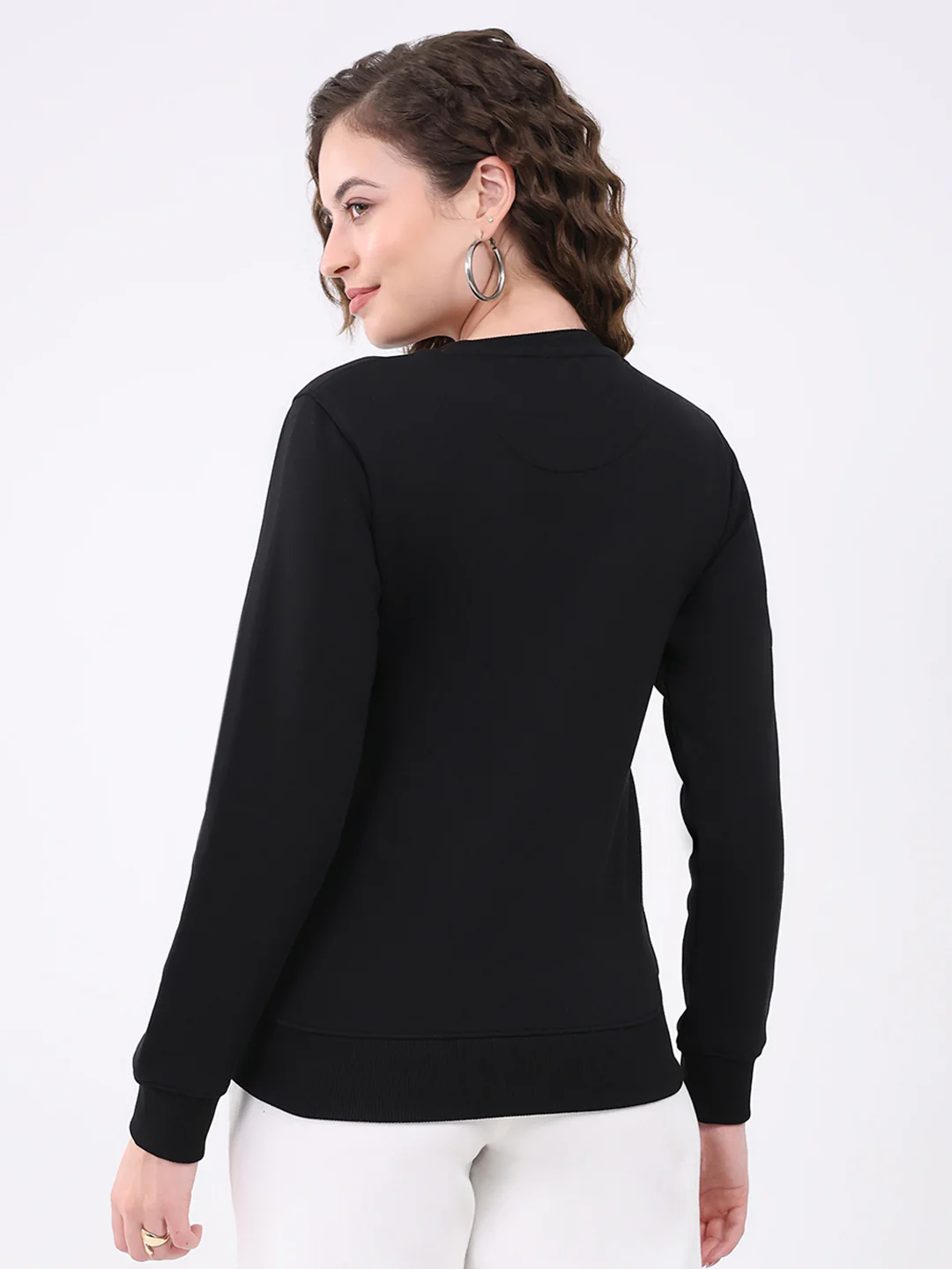 Rock.it Women Black Printed Round Neck Full Sleeve Sweatshirt - Image 5