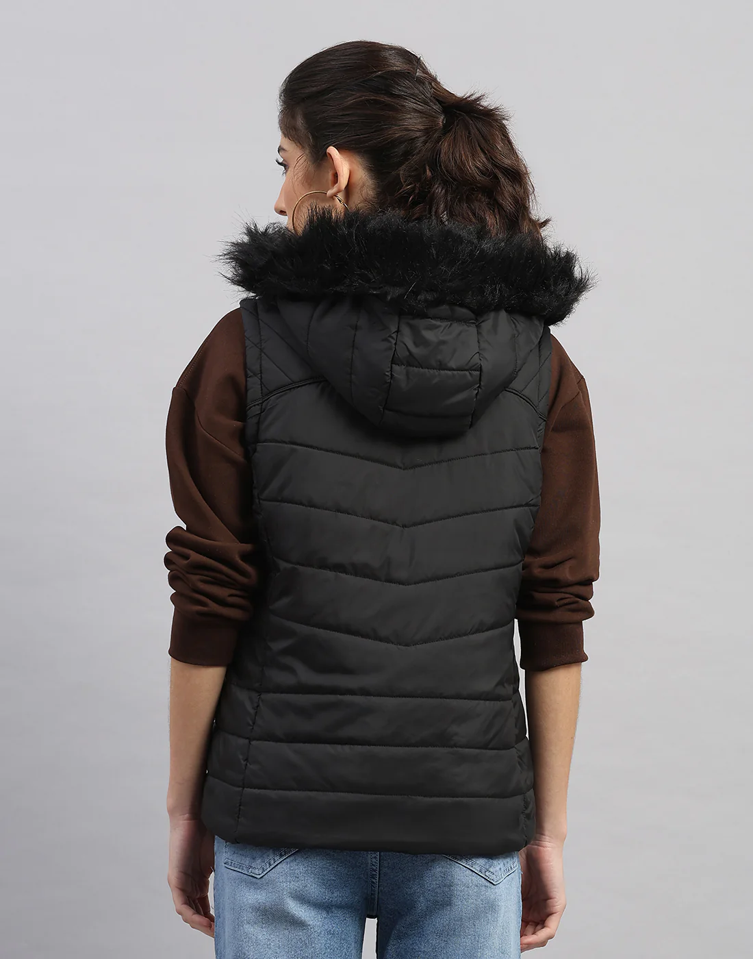 Rock.it Women Black Solid Collar Sleeveless Jacket - Image 4